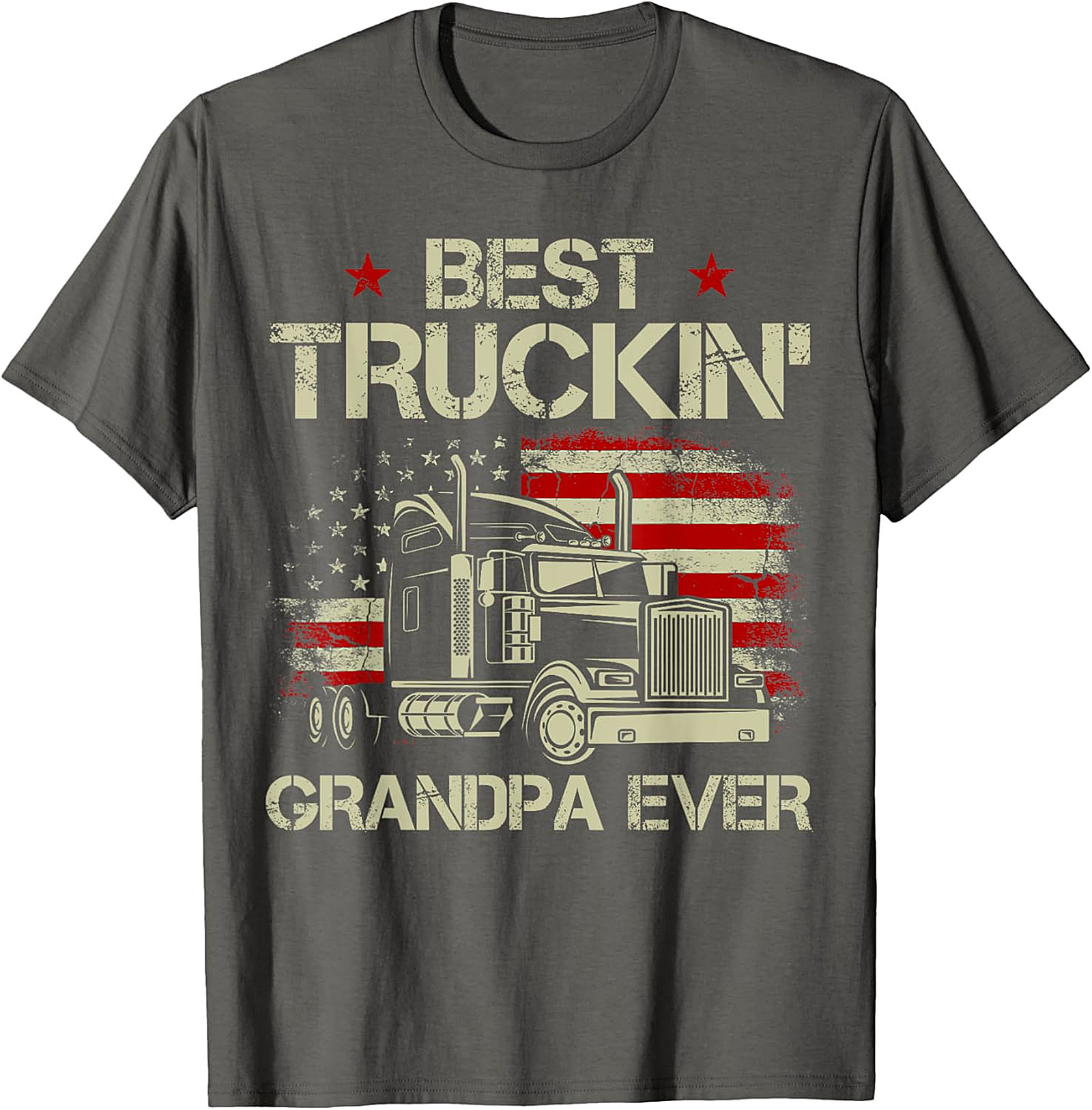  Best Truckin' Grandpa T-shirt | Patriotic Trucker Gift Tee