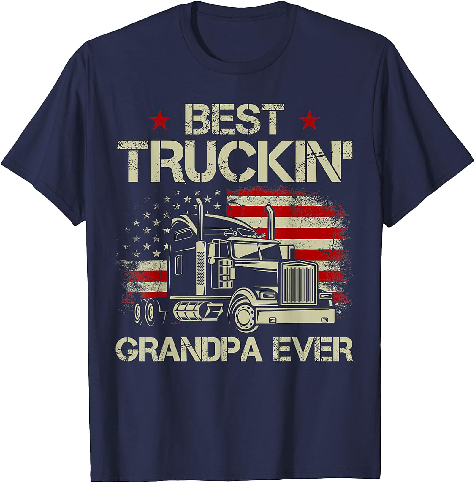  Best Truckin' Grandpa T-shirt | Patriotic Trucker Gift Tee