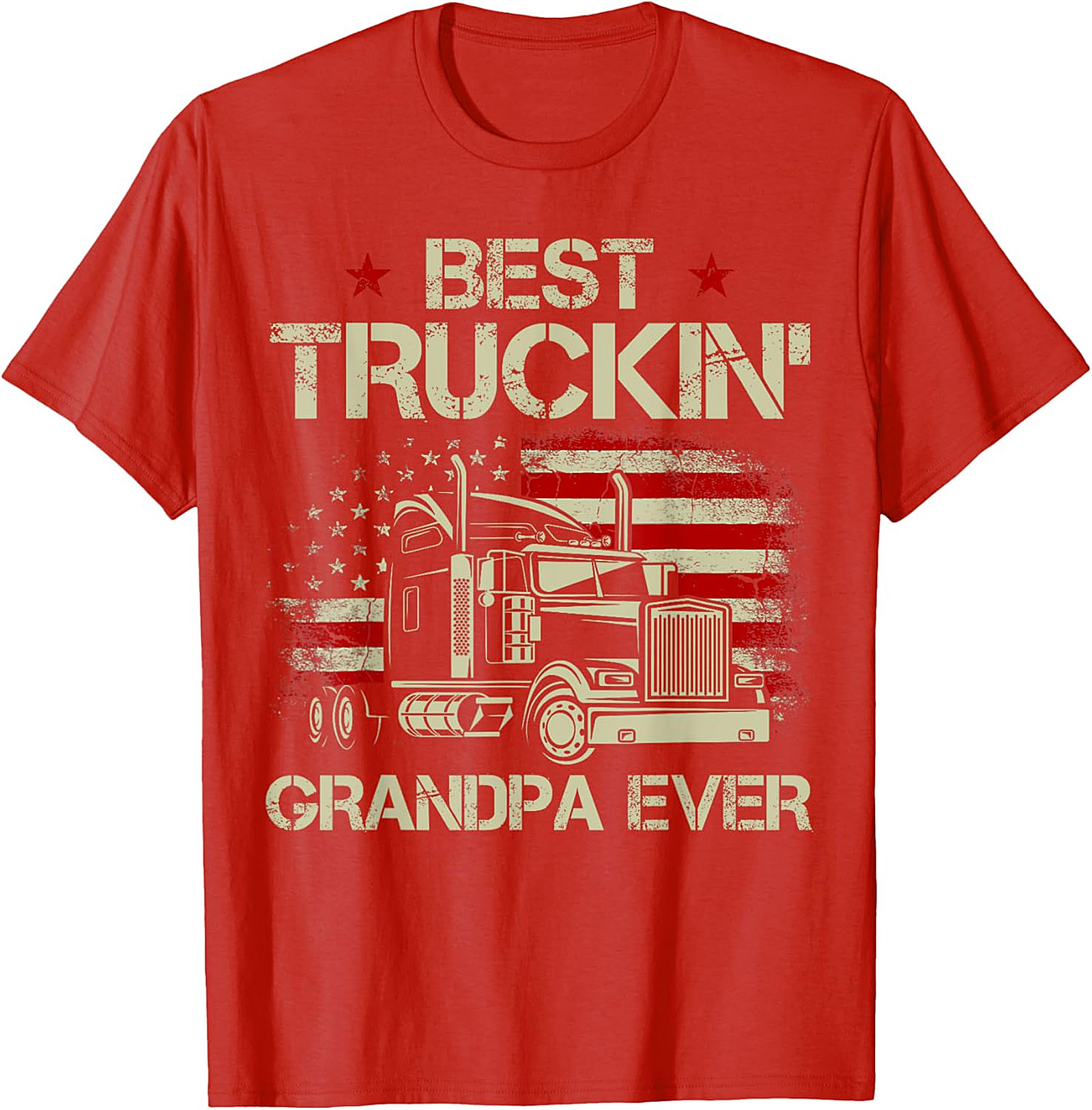  Best Truckin' Grandpa T-shirt | Patriotic Trucker Gift Tee