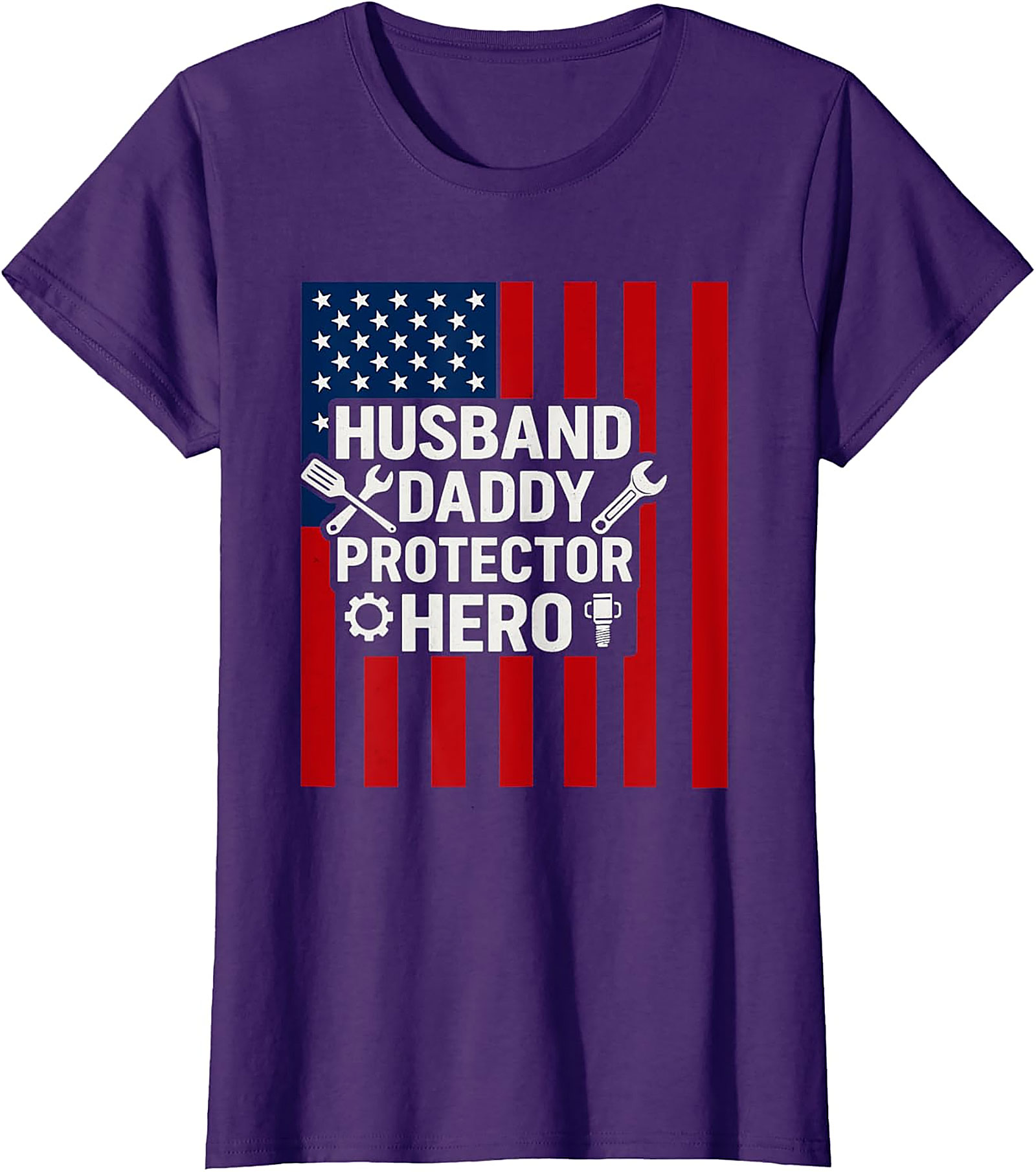 Husband Daddy Protector Hero T-Shirt | Patriotic Dad Gift