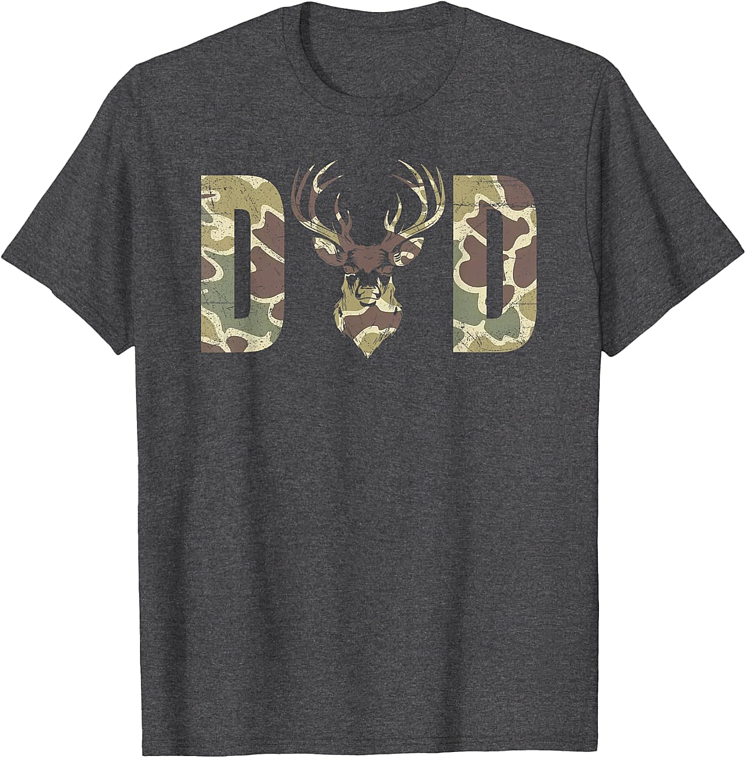 Camo Deer Dad T-shirt Hunting Graphic Tee for Men