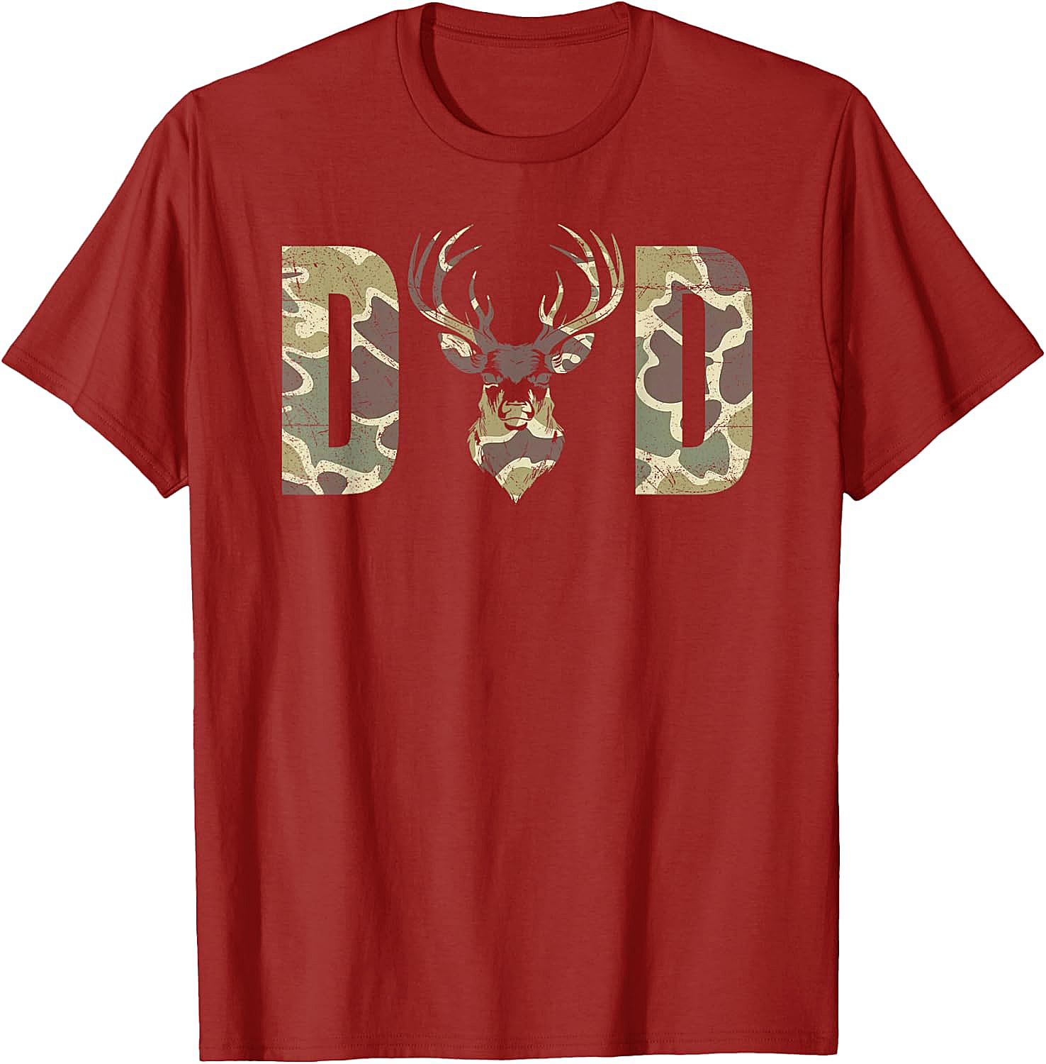 Camo Deer Dad T-shirt Hunting Graphic Tee for Men