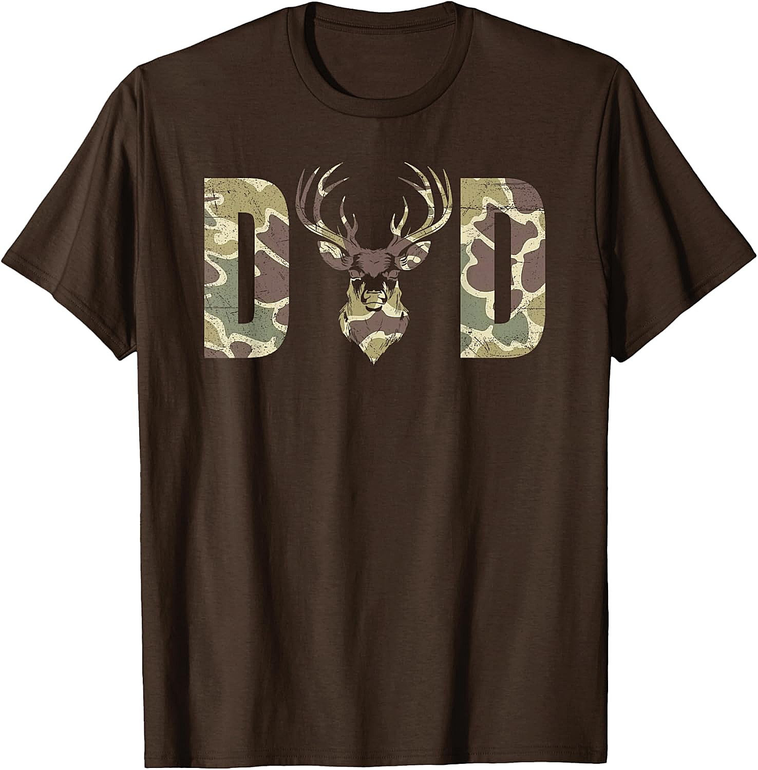 Camo Deer Dad T-shirt Hunting Graphic Tee for Men