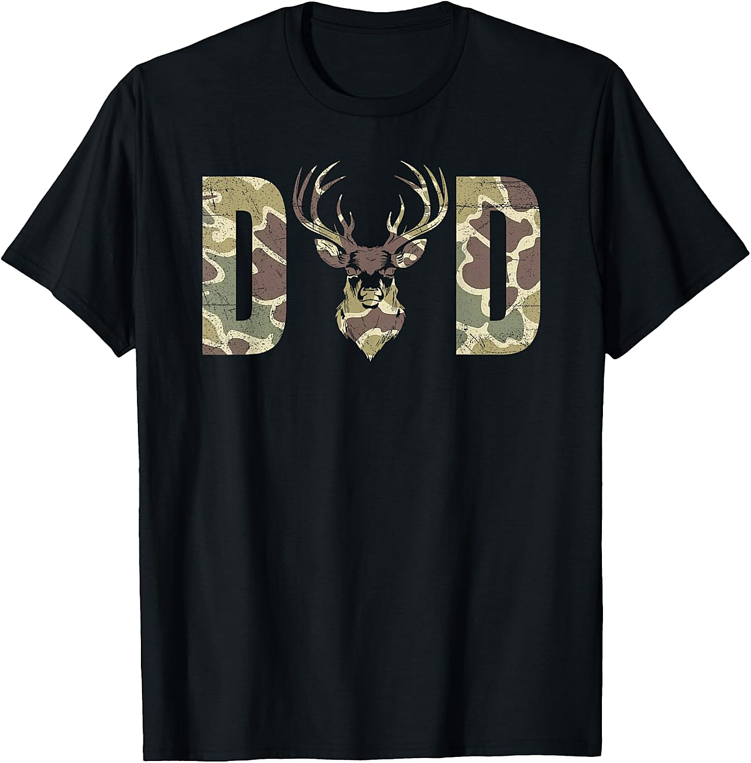 Camo Deer Dad T-shirt Hunting Graphic Tee for Men