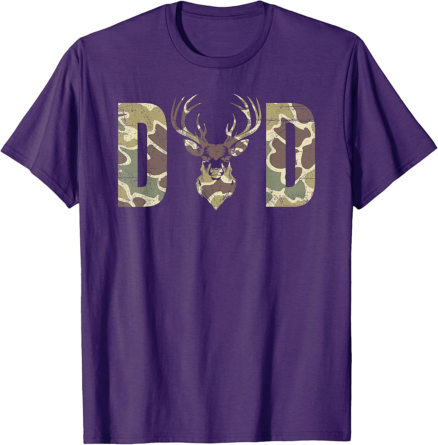 Camo Deer Dad T-shirt Hunting Graphic Tee for Men