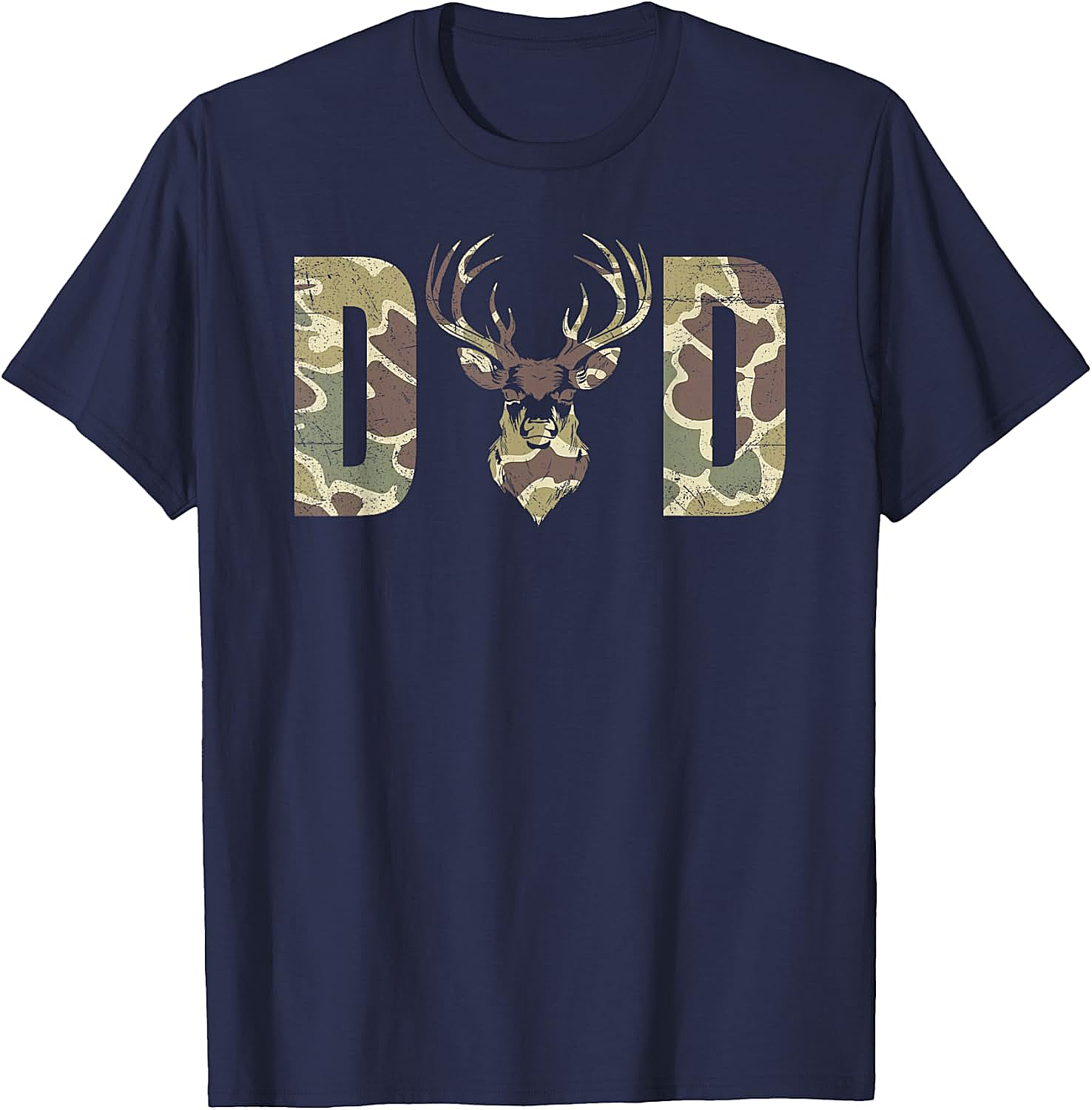 Camo Deer Dad T-shirt Hunting Graphic Tee for Men