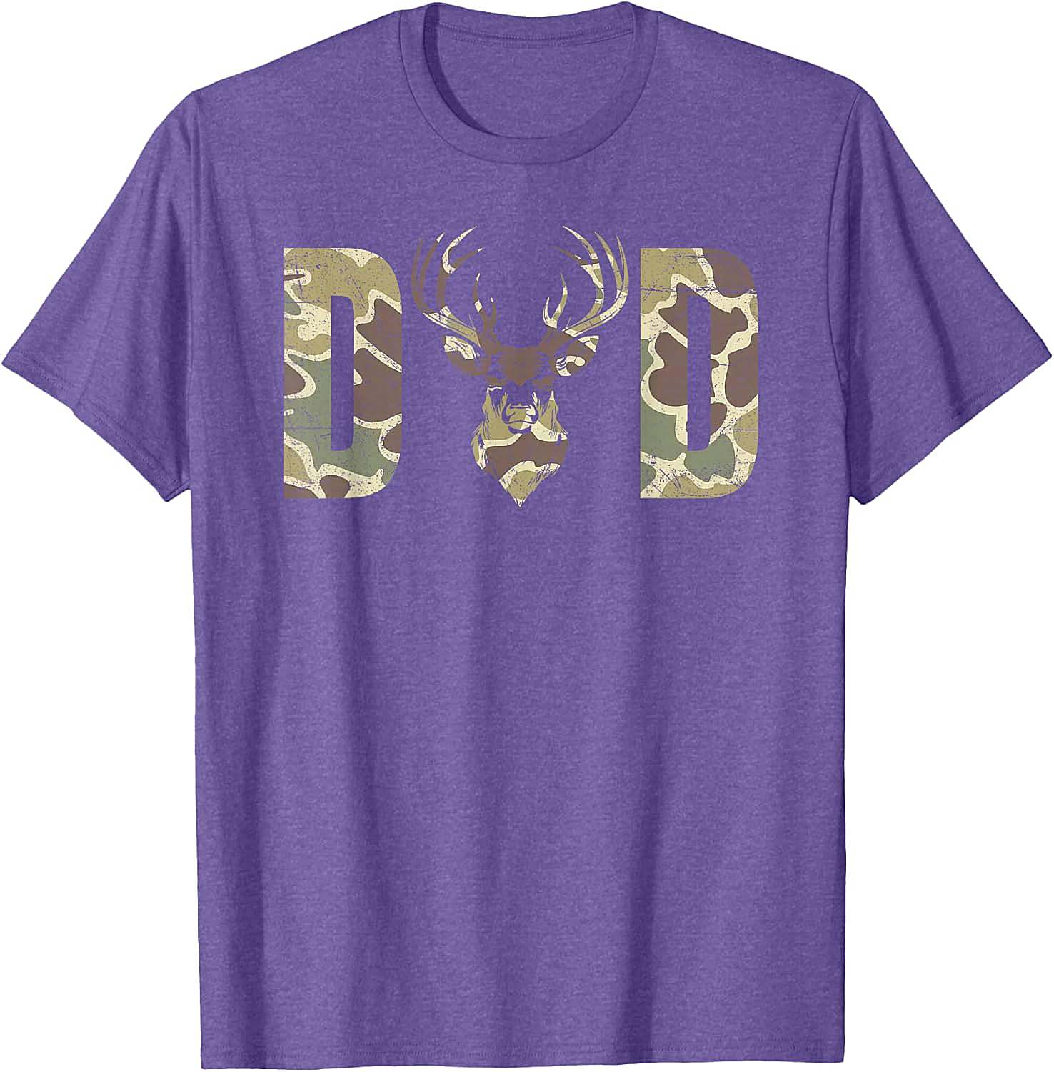 Camo Deer Dad T-shirt Hunting Graphic Tee for Men