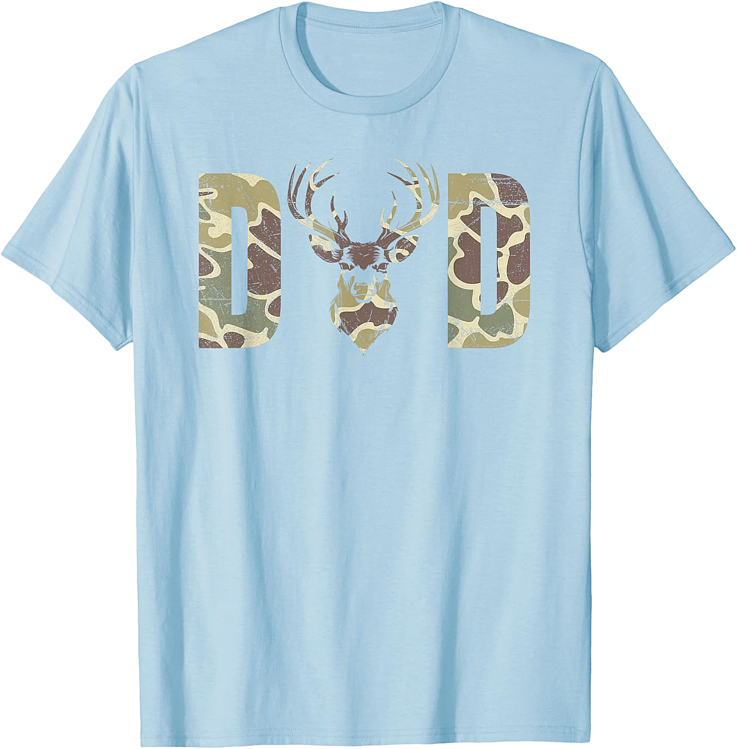 Camo Deer Dad T-shirt Hunting Graphic Tee for Men