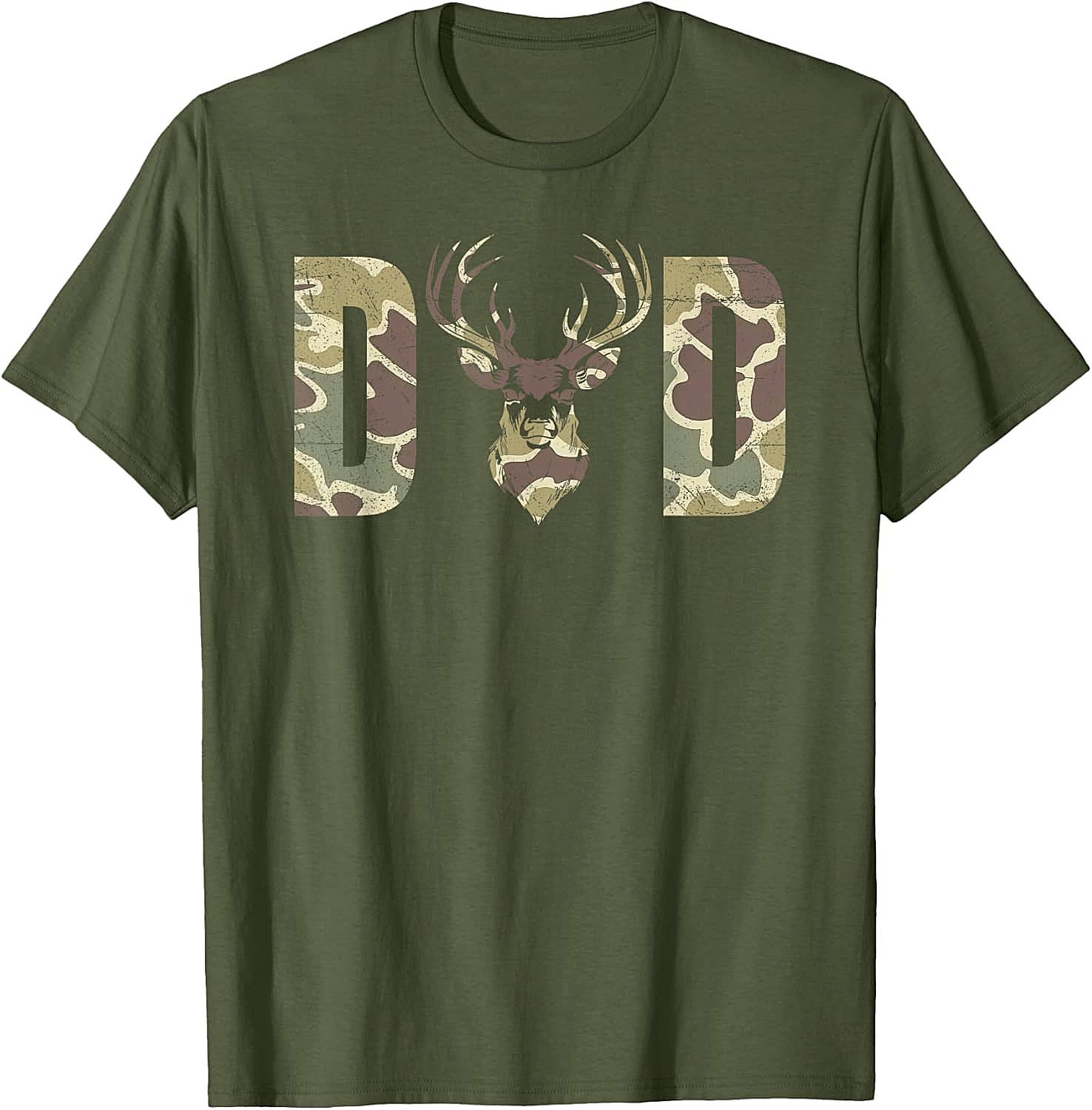 Camo Deer Dad T-shirt Hunting Graphic Tee for Men