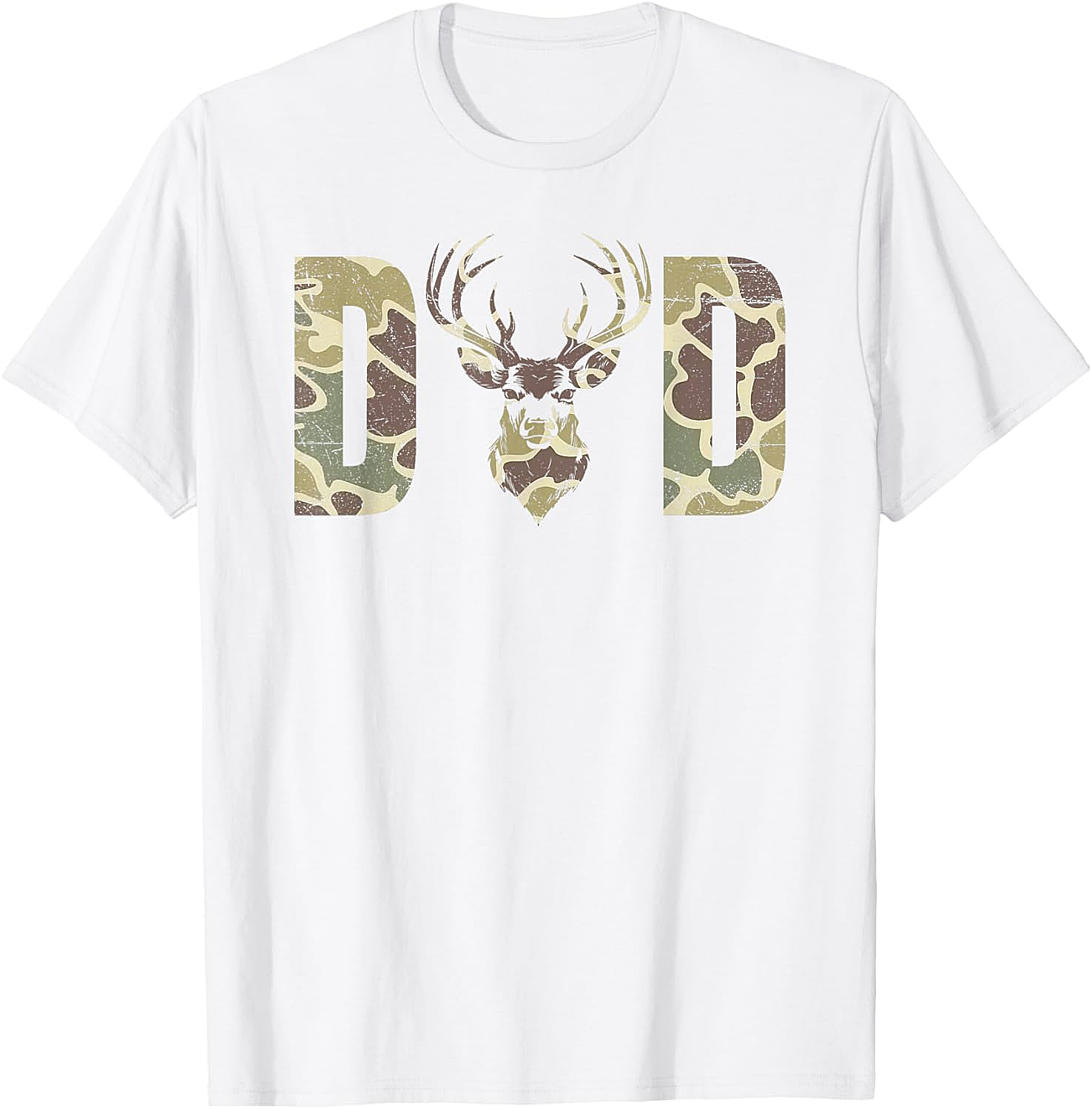 Camo Deer Dad T-shirt Hunting Graphic Tee for Men