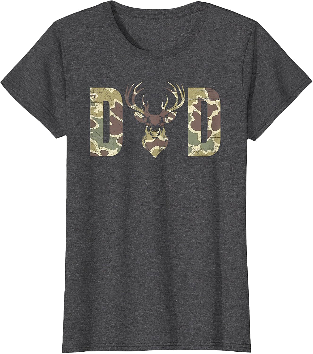 Camo Deer Dad T-shirt Hunting Graphic Tee for Men
