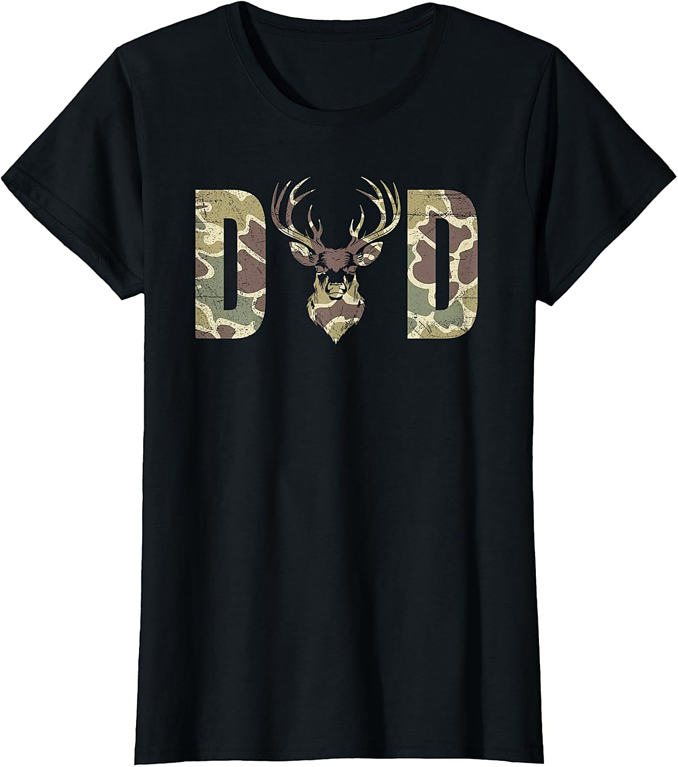 Camo Deer Dad T-shirt Hunting Graphic Tee for Men