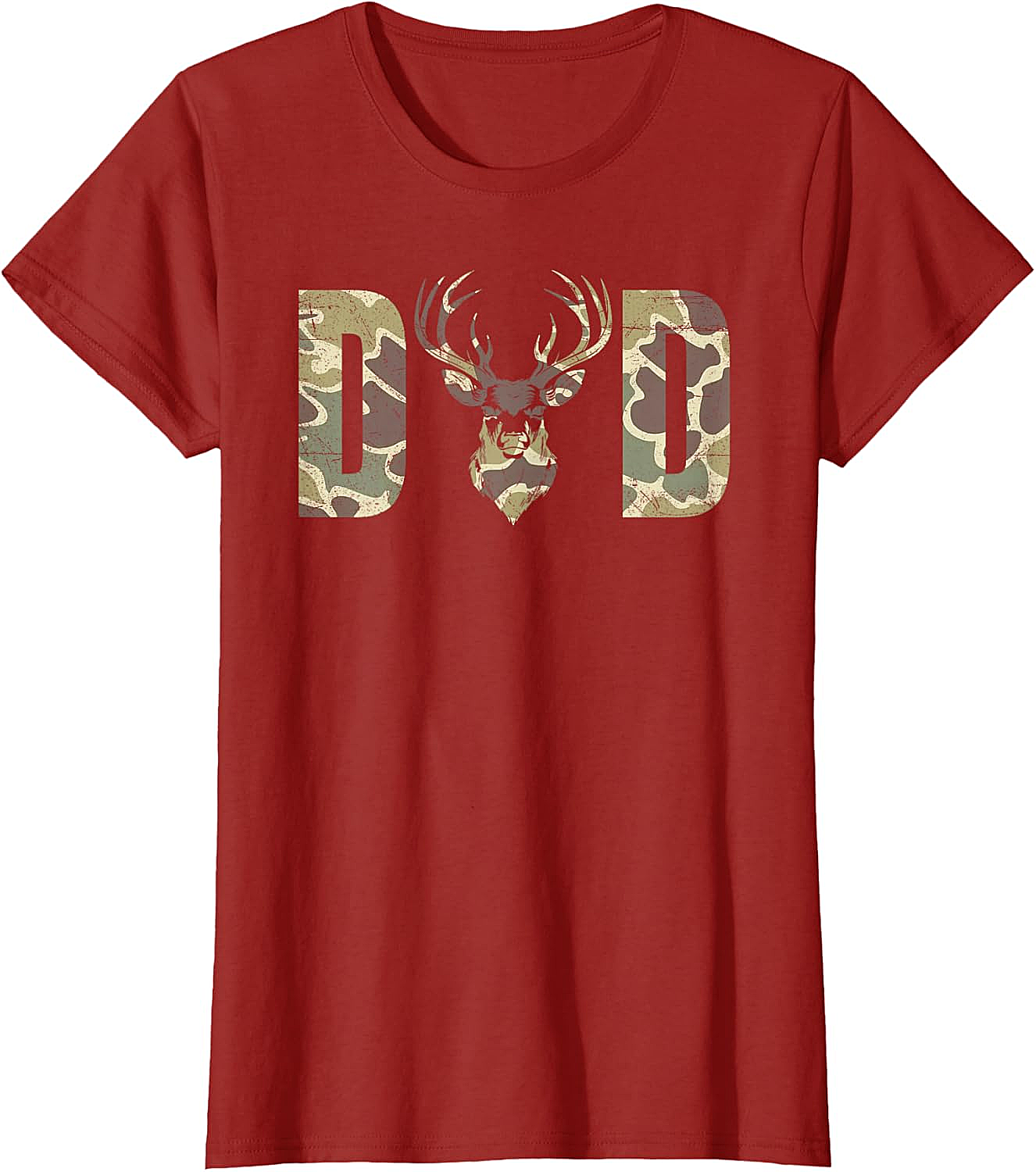 Camo Deer Dad T-shirt Hunting Graphic Tee for Men