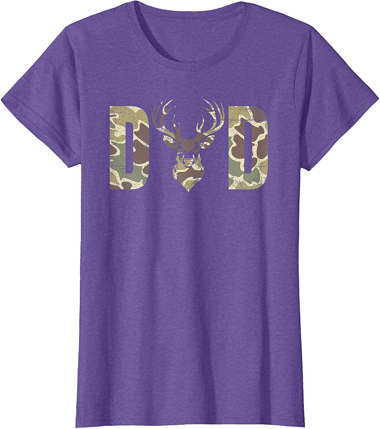 Camo Deer Dad T-shirt Hunting Graphic Tee for Men