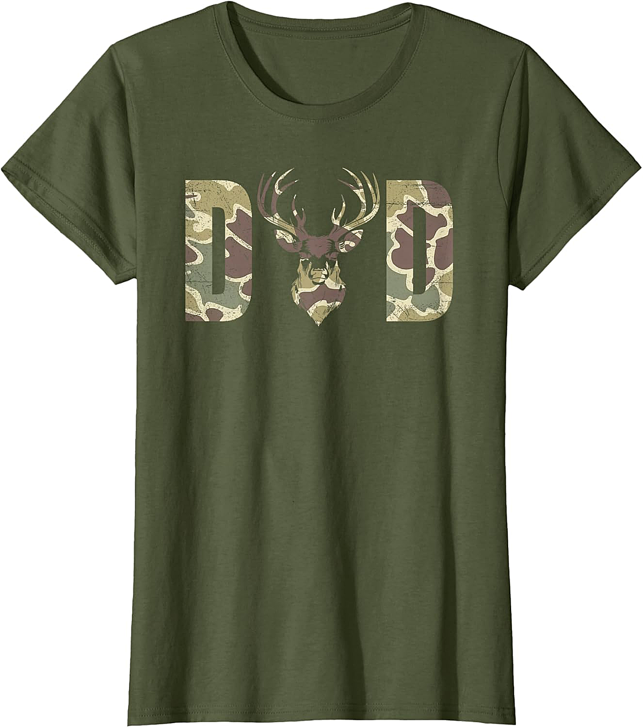 Camo Deer Dad T-shirt Hunting Graphic Tee for Men