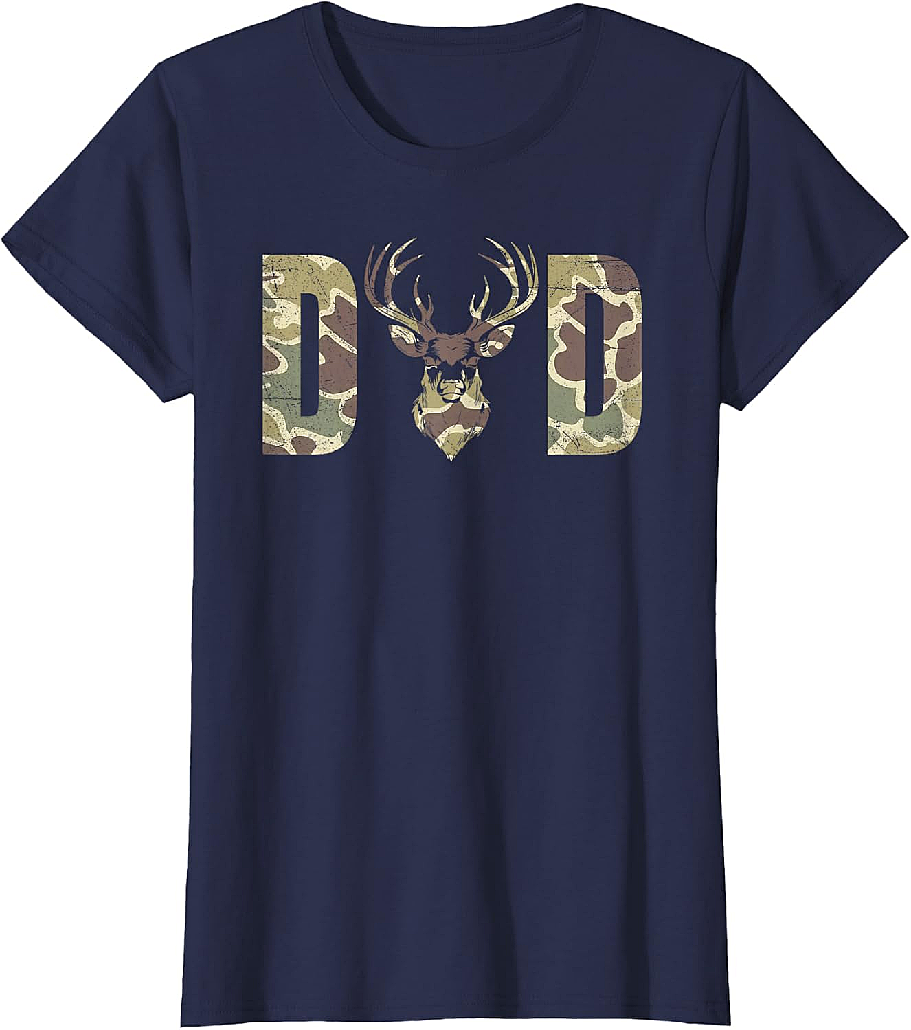 Camo Deer Dad T-shirt Hunting Graphic Tee for Men