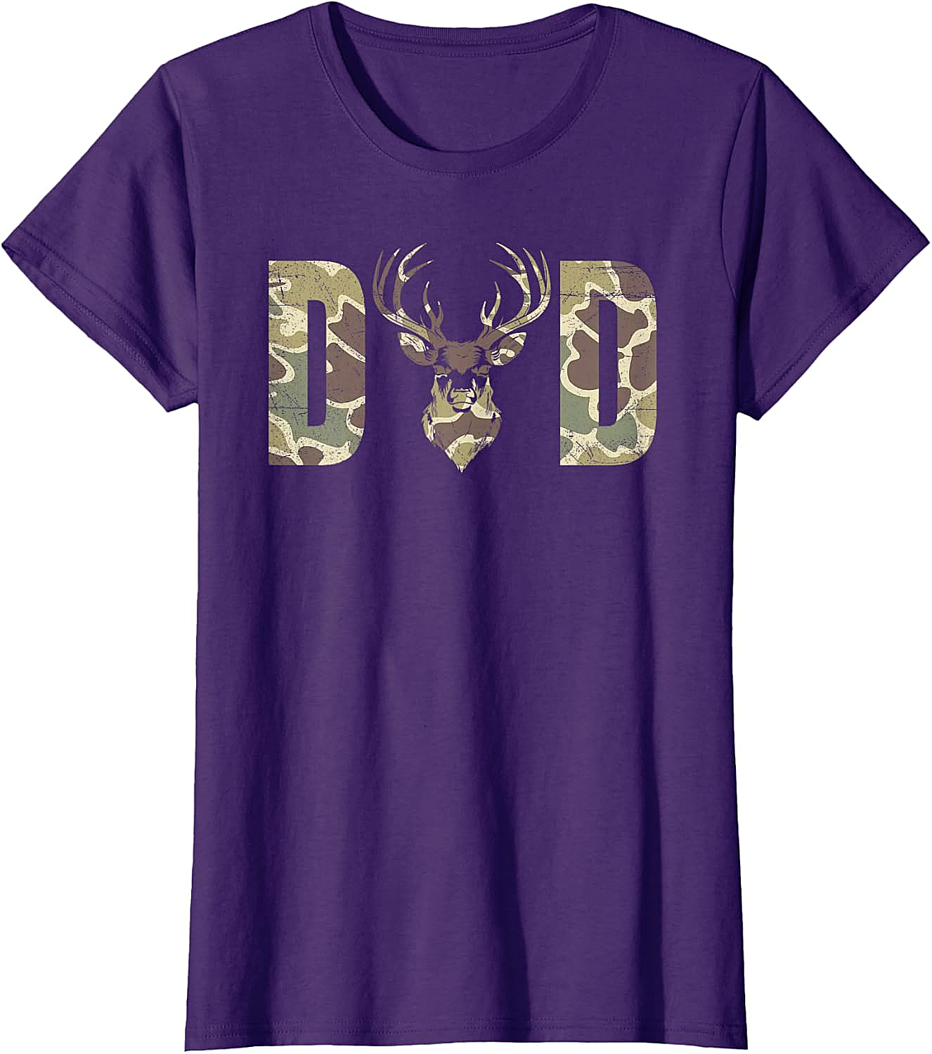 Camo Deer Dad T-shirt Hunting Graphic Tee for Men