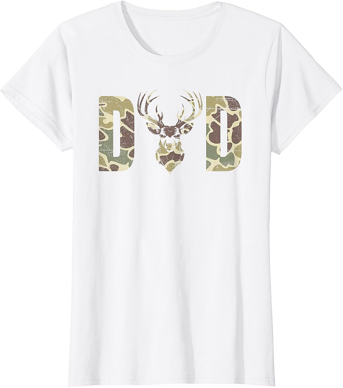 Camo Deer Dad T-shirt Hunting Graphic Tee for Men