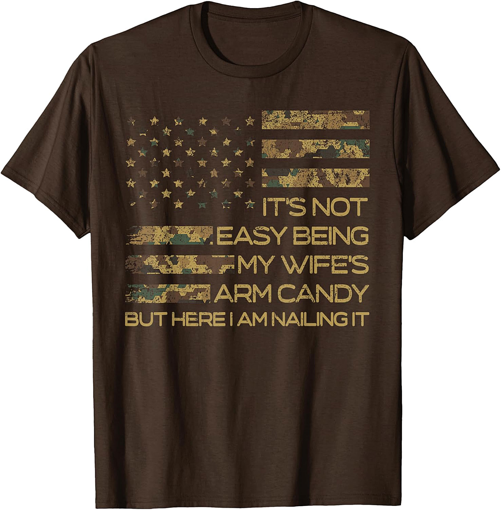 Wife's Arm Candy T-Shirt | Funny Husband Camo Flag Tee