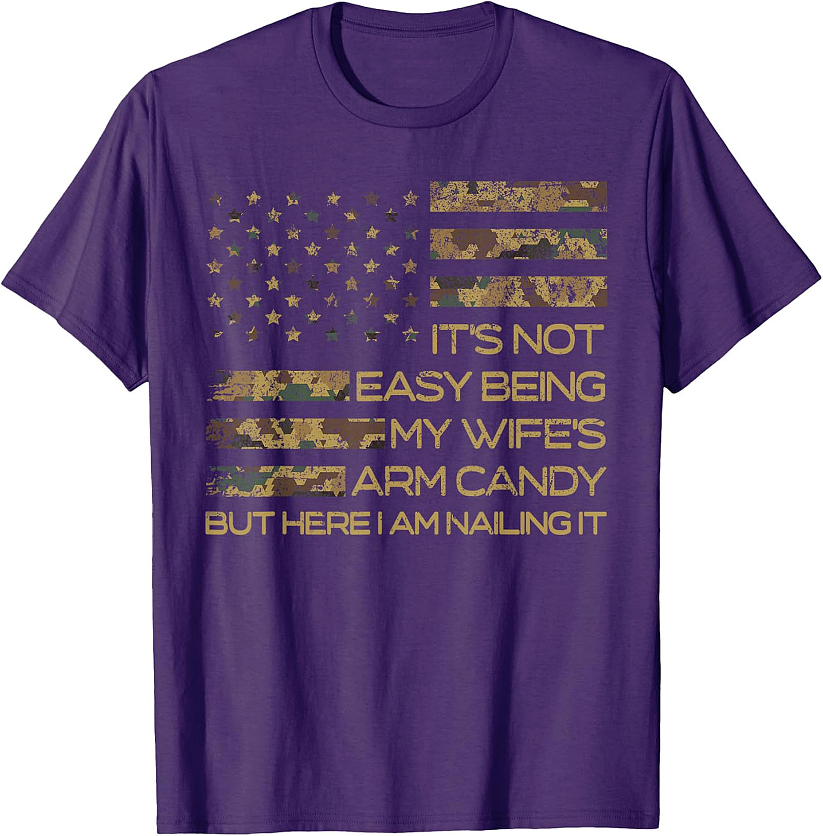 Wife's Arm Candy T-Shirt | Funny Husband Camo Flag Tee