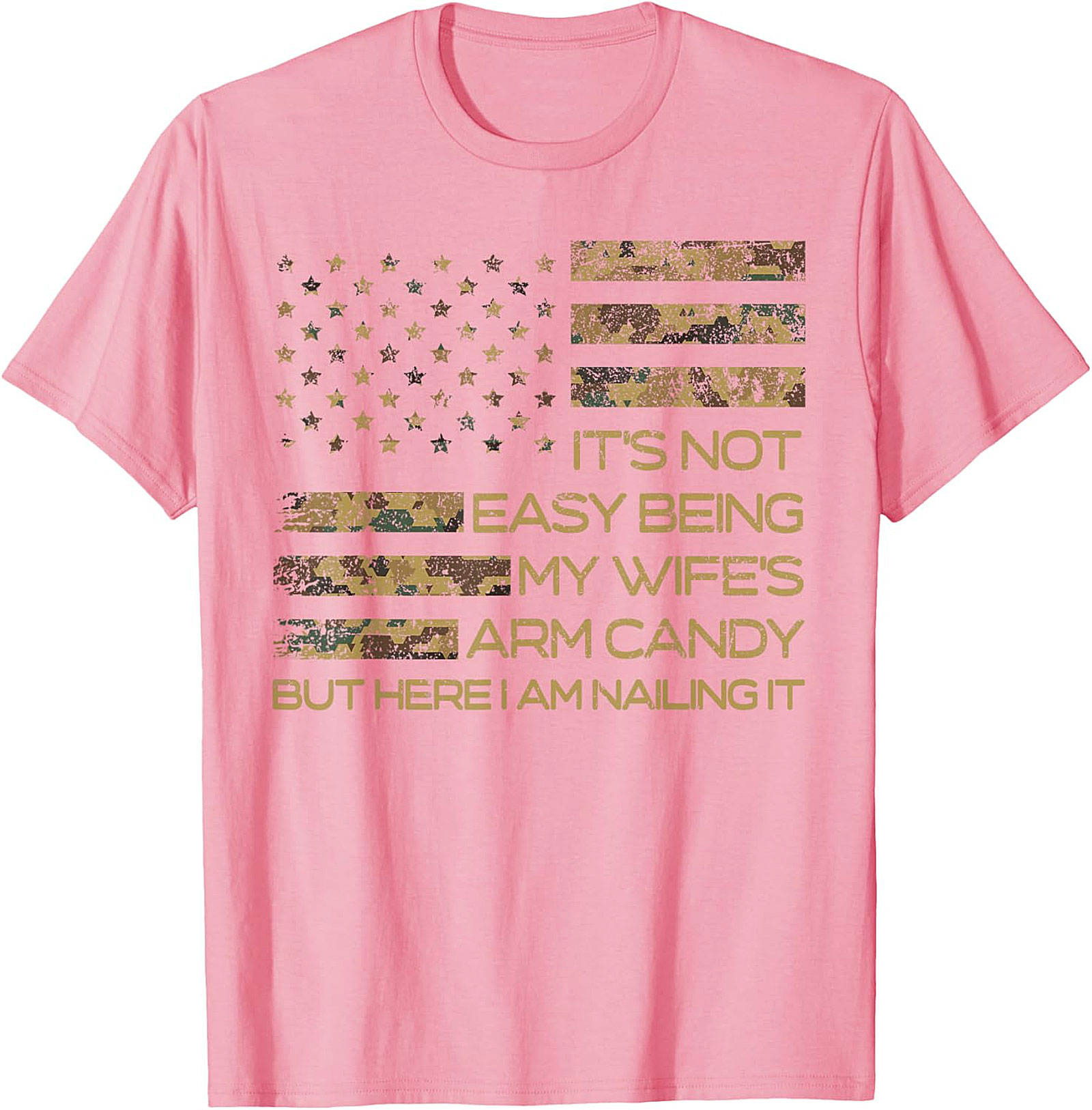 Wife's Arm Candy T-Shirt | Funny Husband Camo Flag Tee