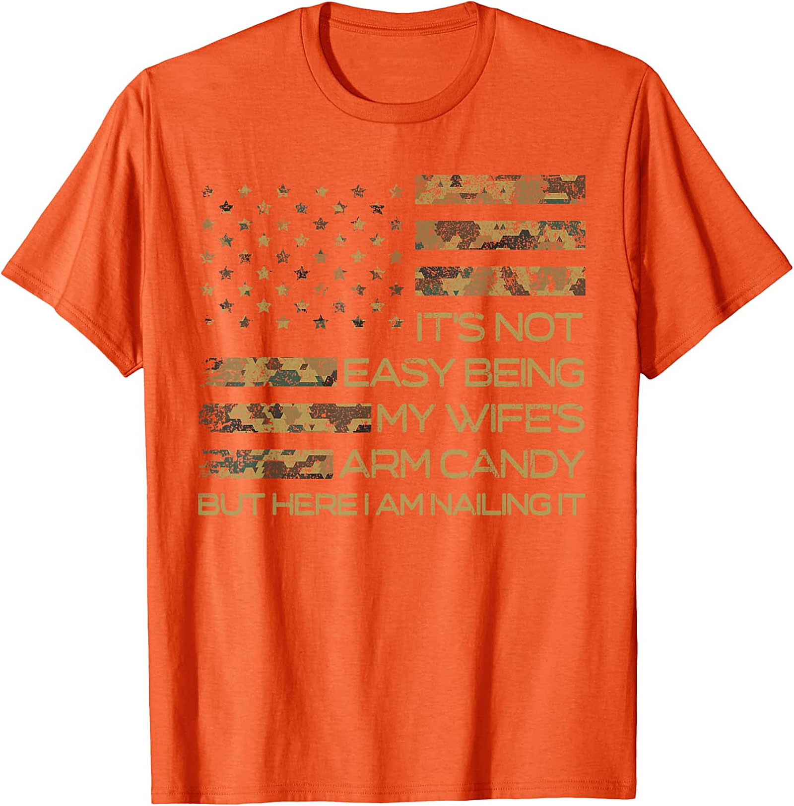 Wife's Arm Candy T-Shirt | Funny Husband Camo Flag Tee