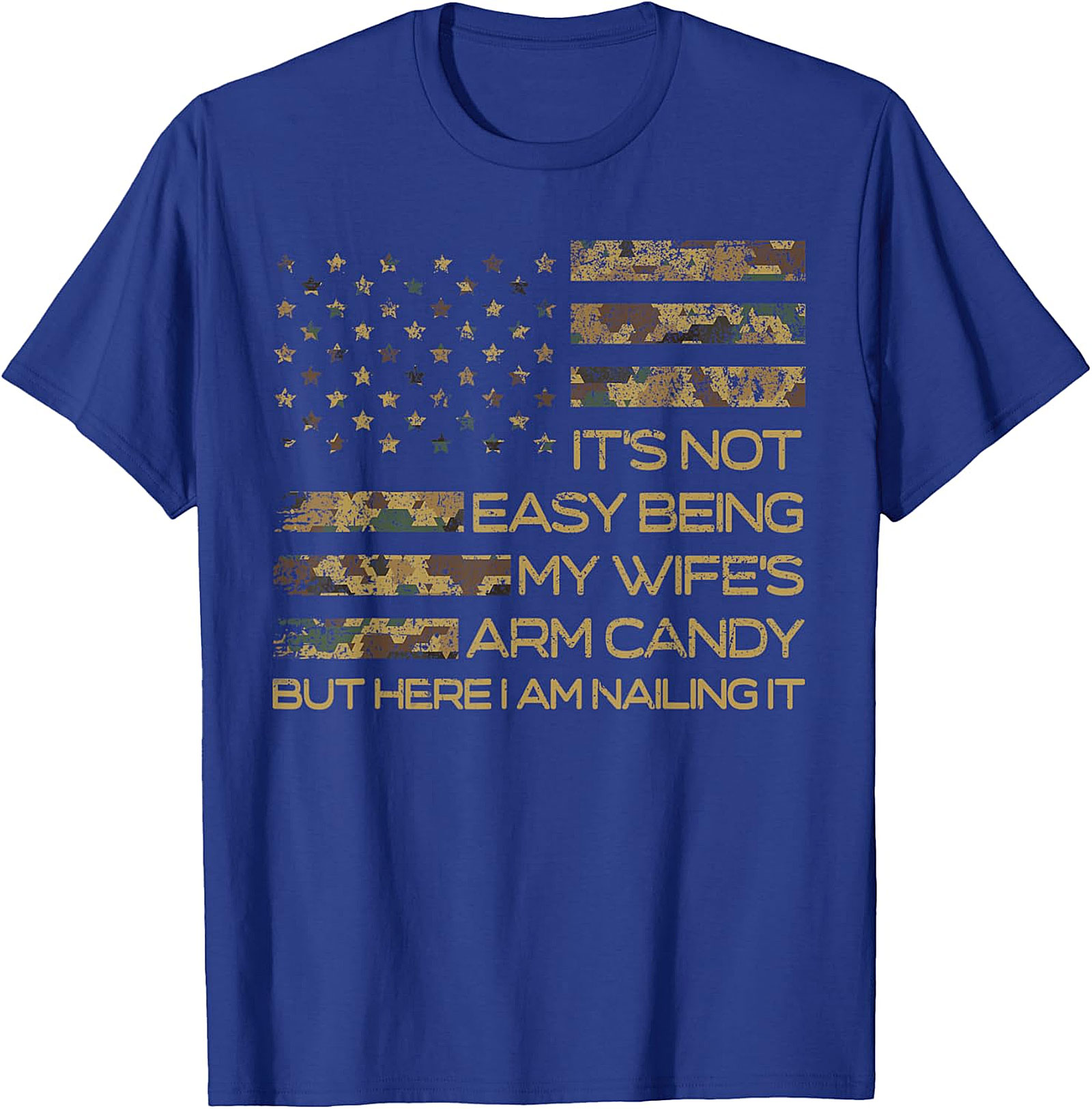 Wife's Arm Candy T-Shirt | Funny Husband Camo Flag Tee