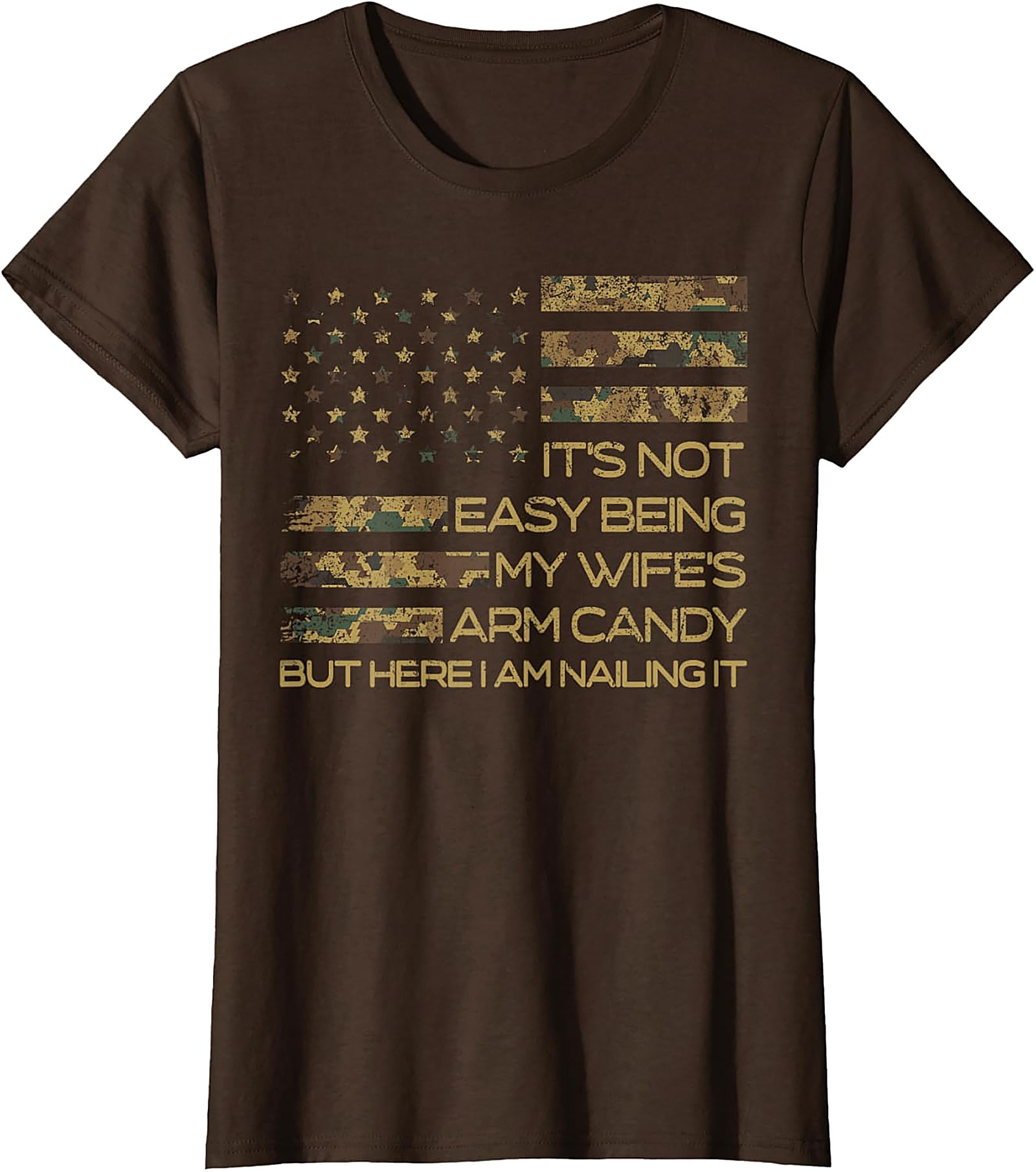 Wife's Arm Candy T-Shirt | Funny Husband Camo Flag Tee