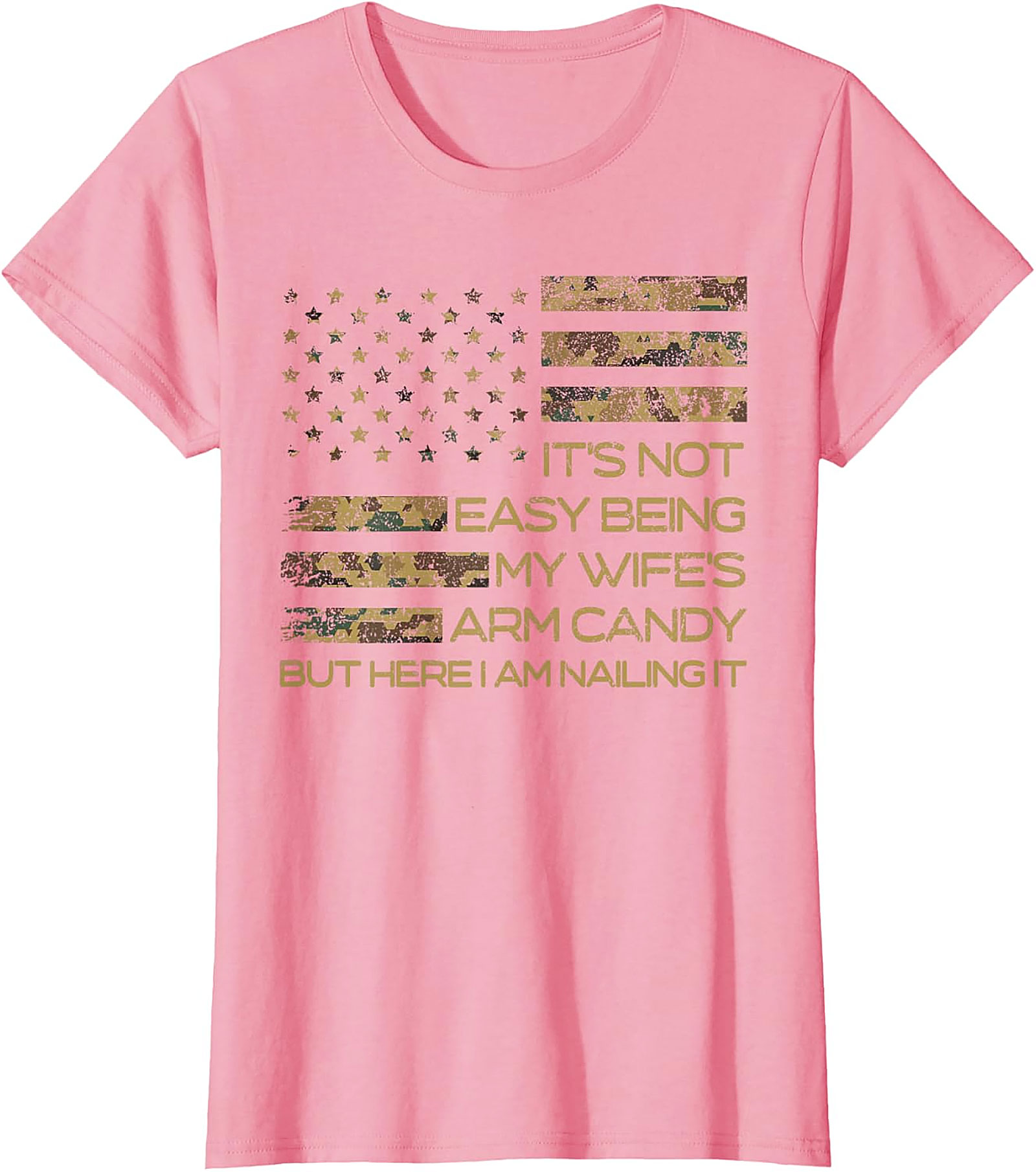 Wife's Arm Candy T-Shirt | Funny Husband Camo Flag Tee
