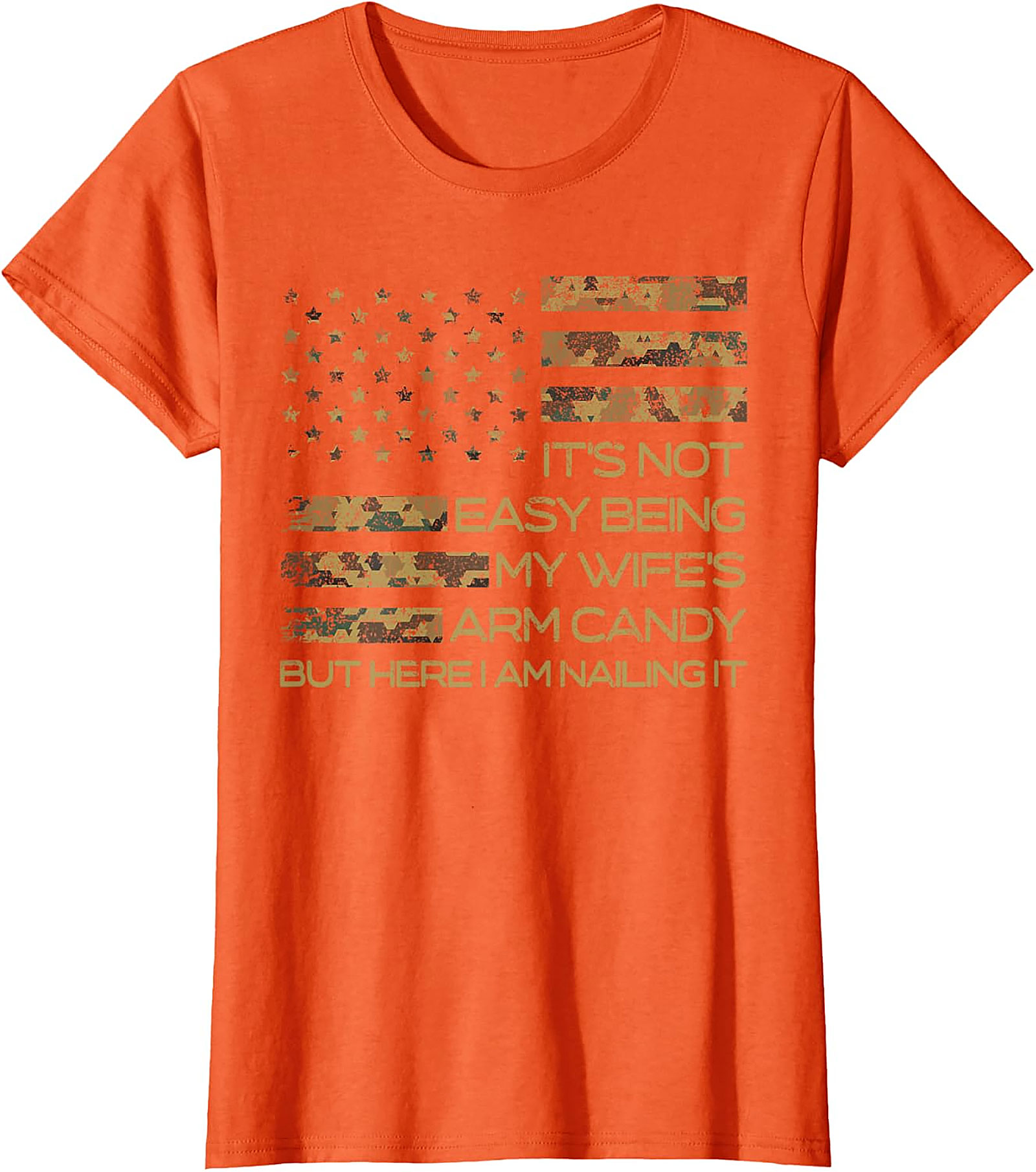 Wife's Arm Candy T-Shirt | Funny Husband Camo Flag Tee