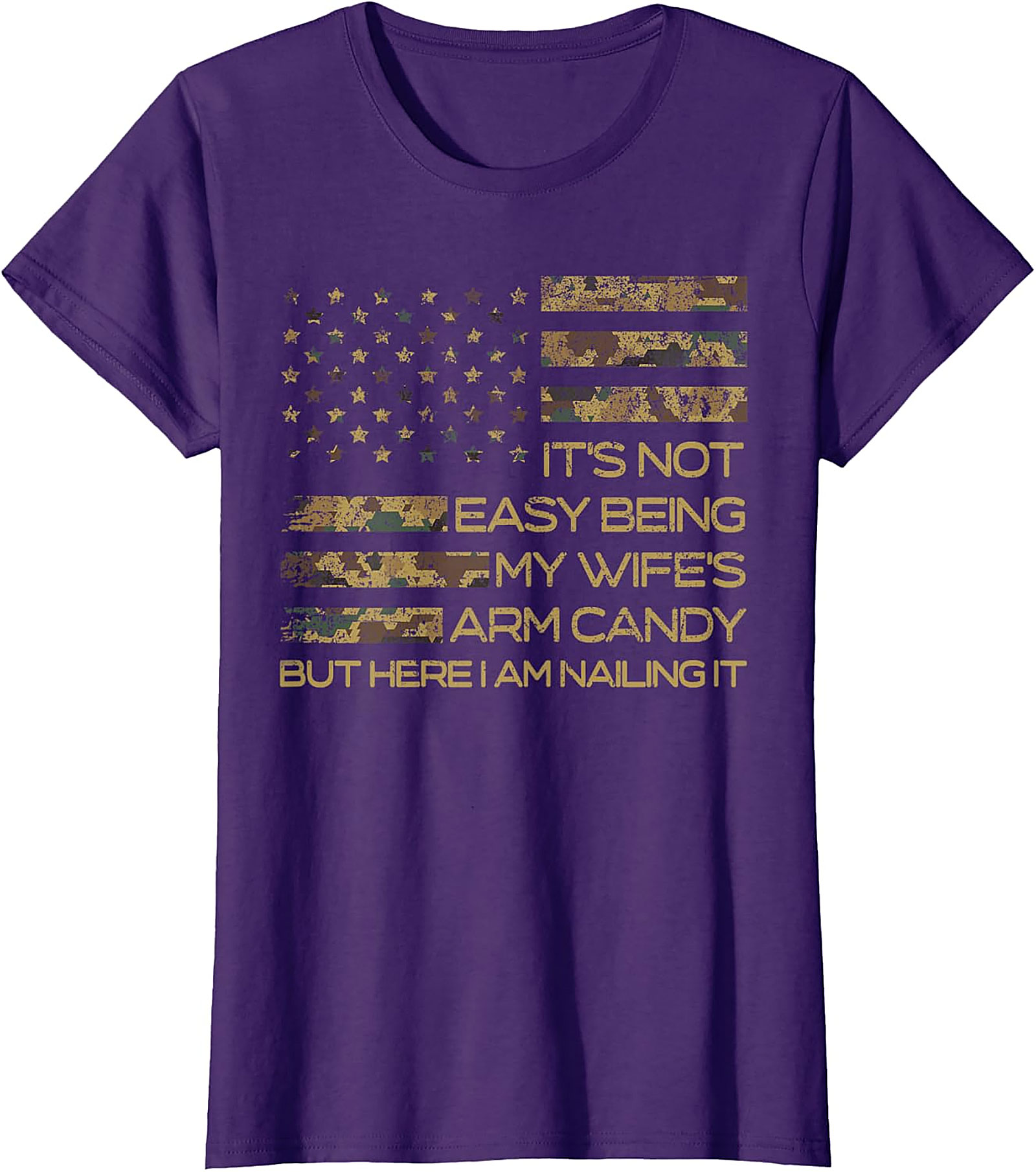 Wife's Arm Candy T-Shirt | Funny Husband Camo Flag Tee