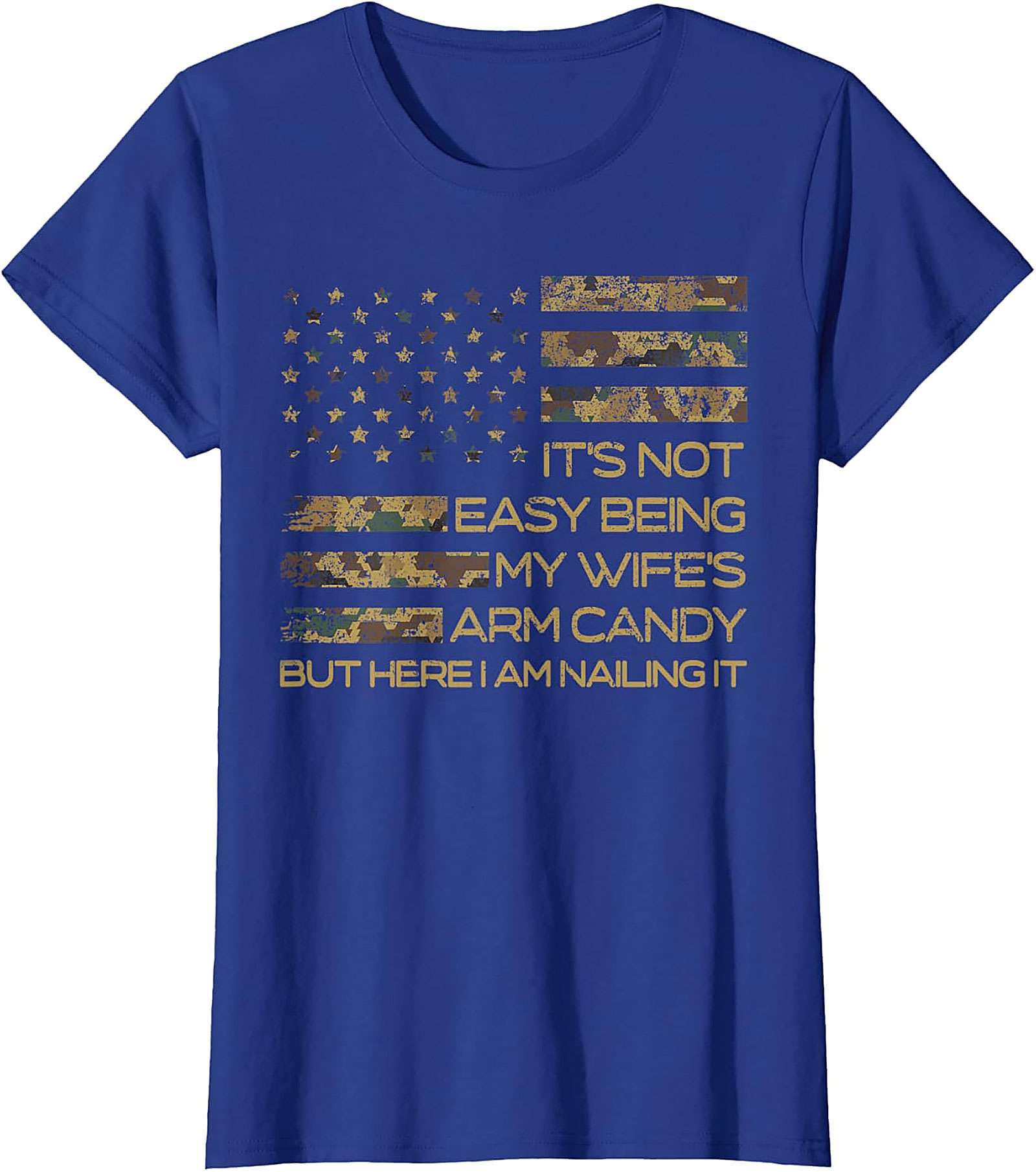 Wife's Arm Candy T-Shirt | Funny Husband Camo Flag Tee