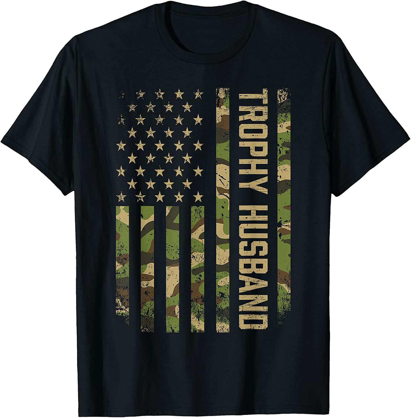 Trophy Husband Camo American Flag Graphic Tee | Funny Gift