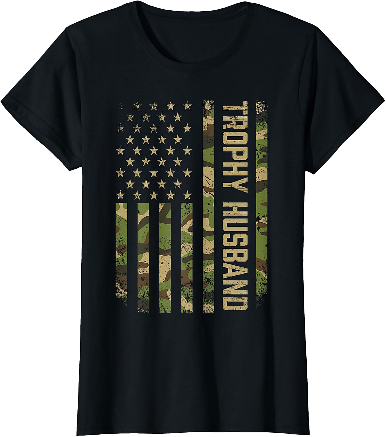Trophy Husband Camo American Flag Graphic Tee | Funny Gift