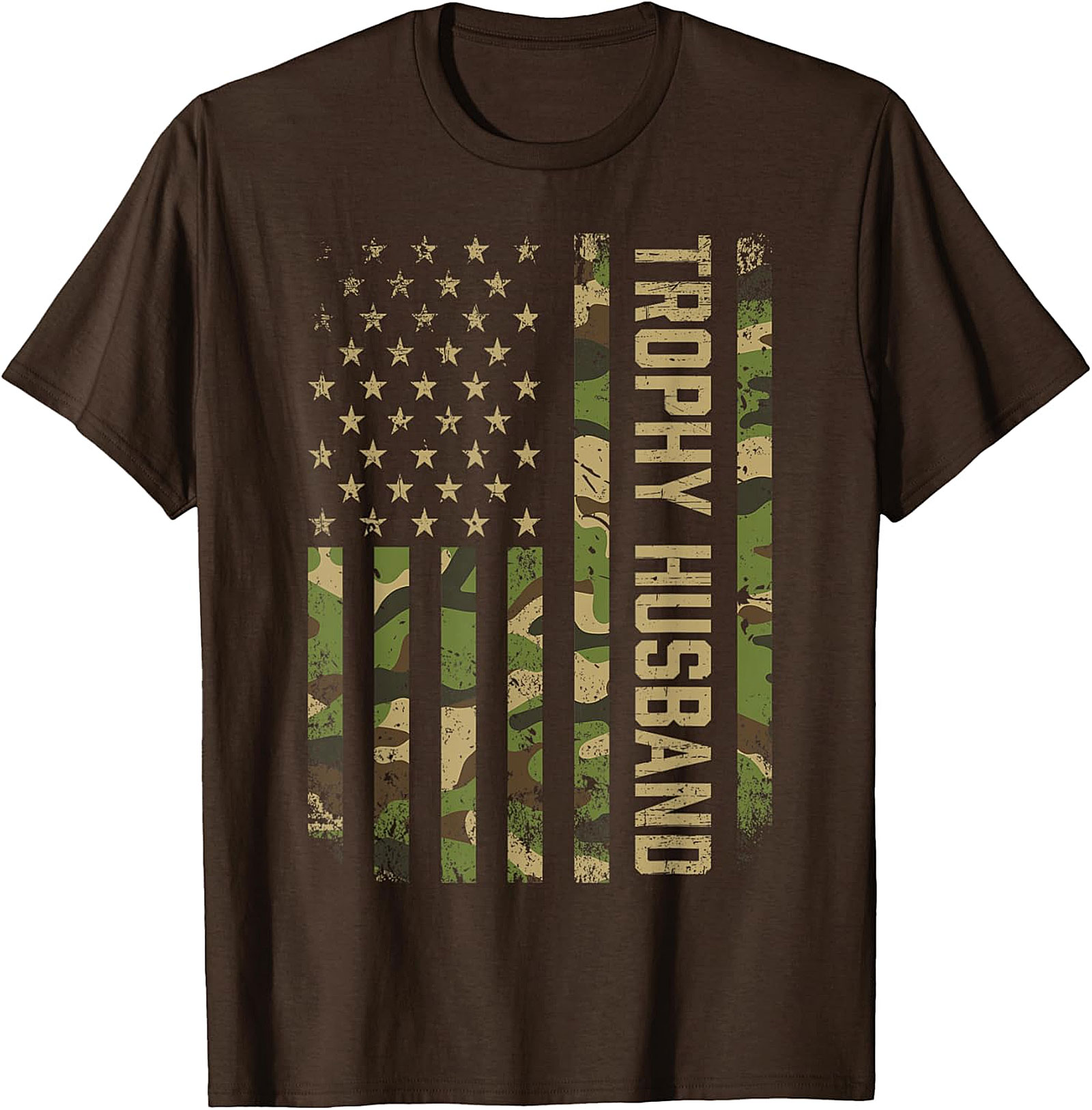 Trophy Husband Camo American Flag Graphic Tee | Funny Gift