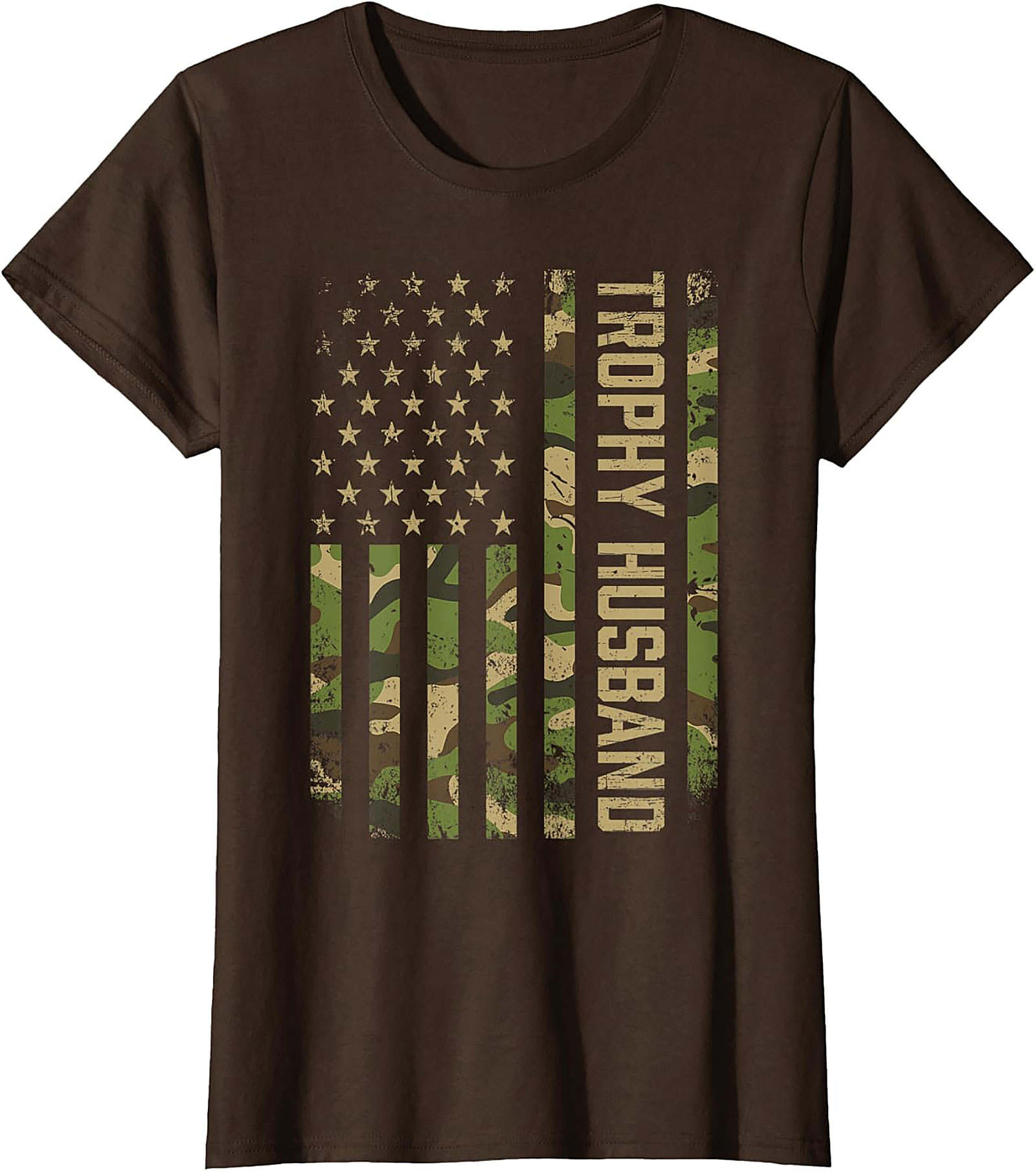 Trophy Husband Camo American Flag Graphic Tee | Funny Gift