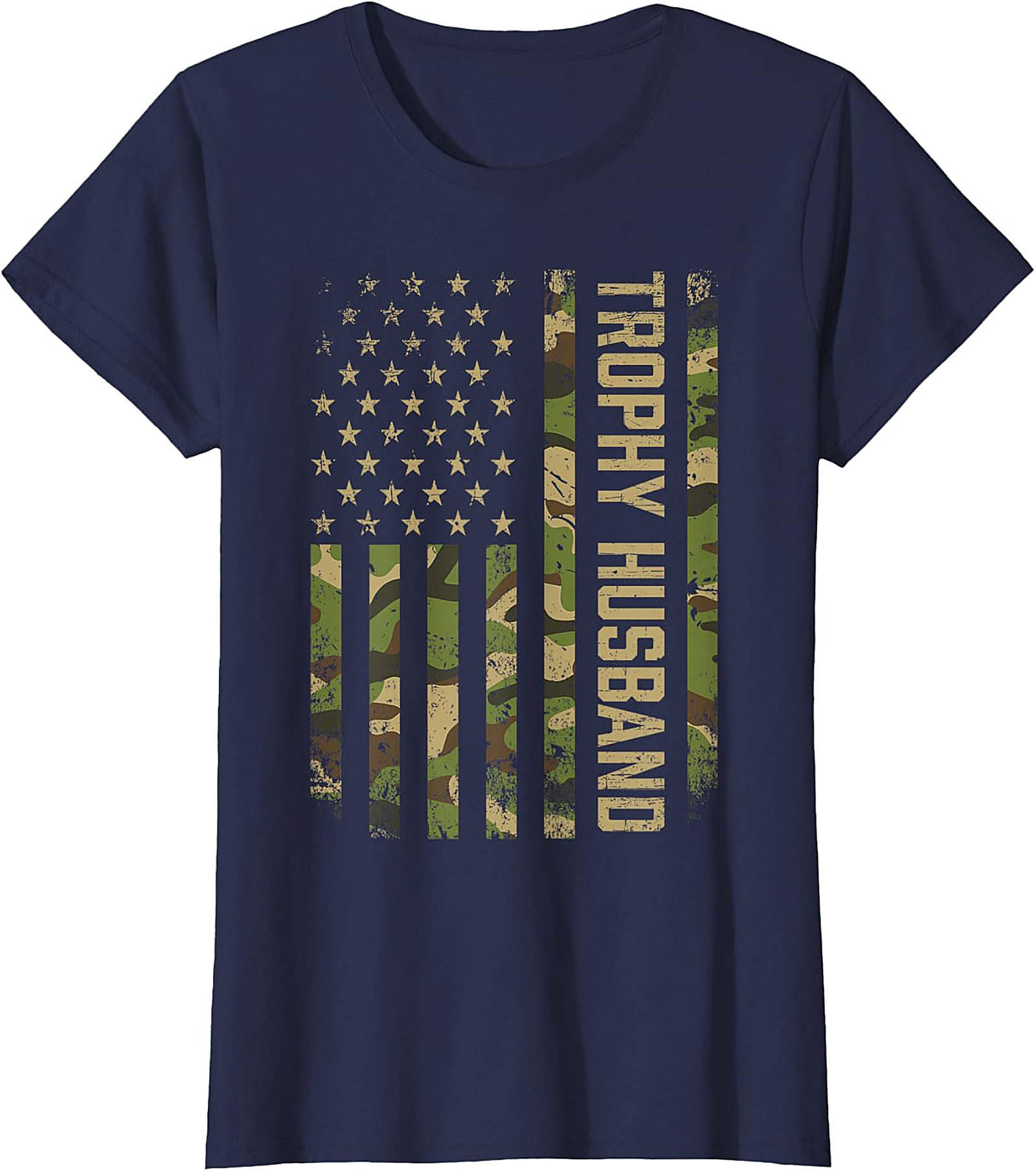 Trophy Husband Camo American Flag Graphic Tee | Funny Gift