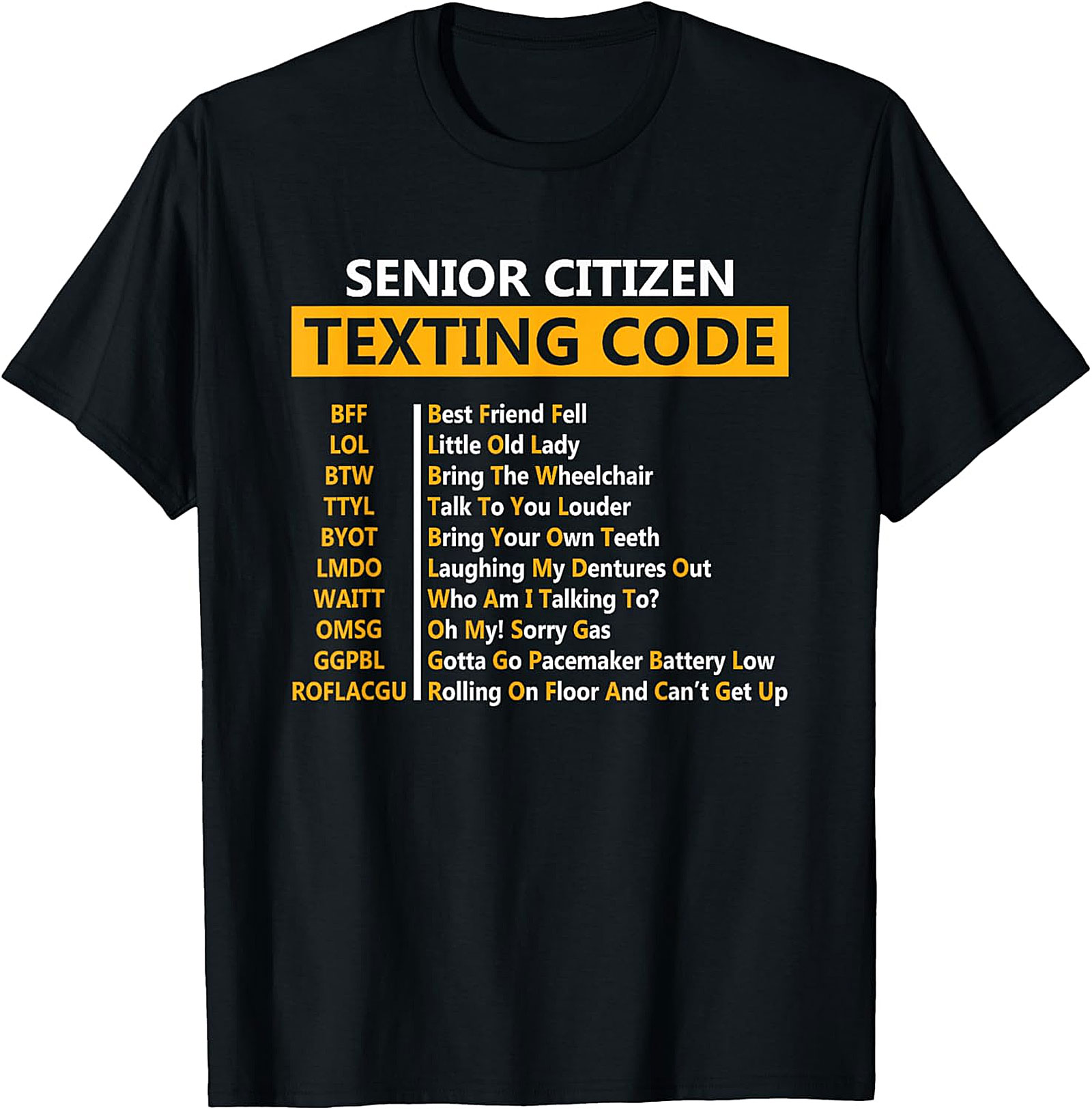 Senior Citizen Texting Code T-Shirt | Funny Retirement Tee
