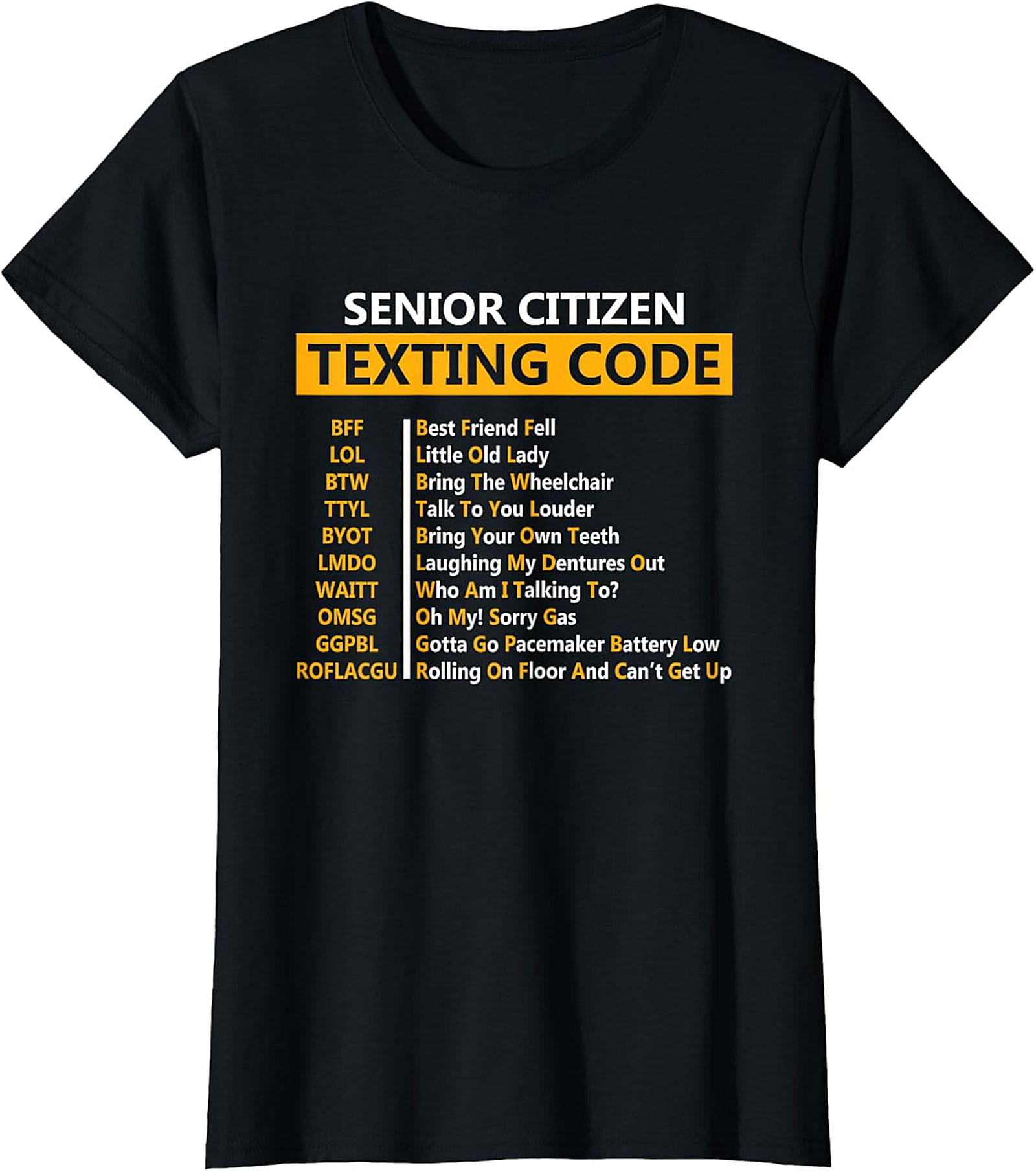 Senior Citizen Texting Code T-Shirt | Funny Retirement Tee