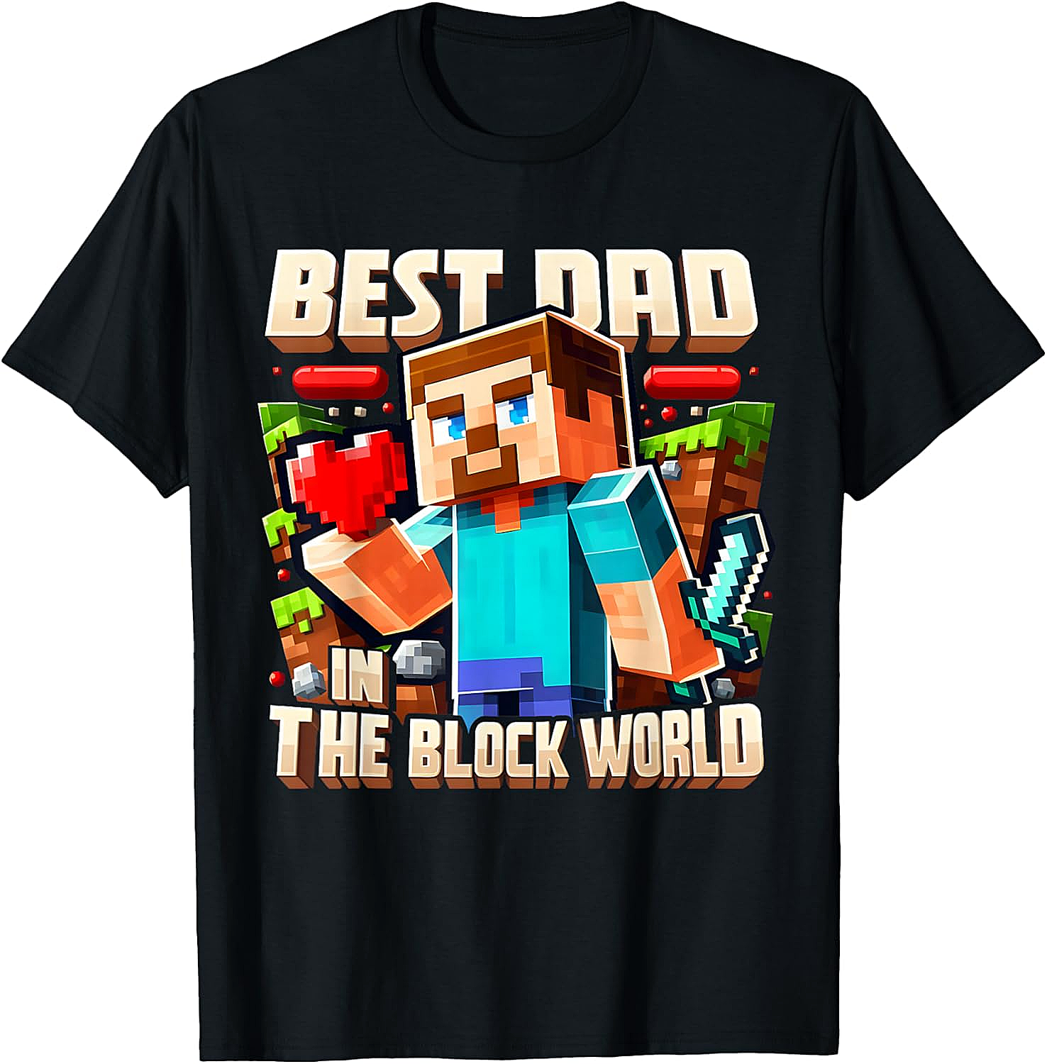Best Dad Block World Graphic Tee Gamer Dad Gift Shirt