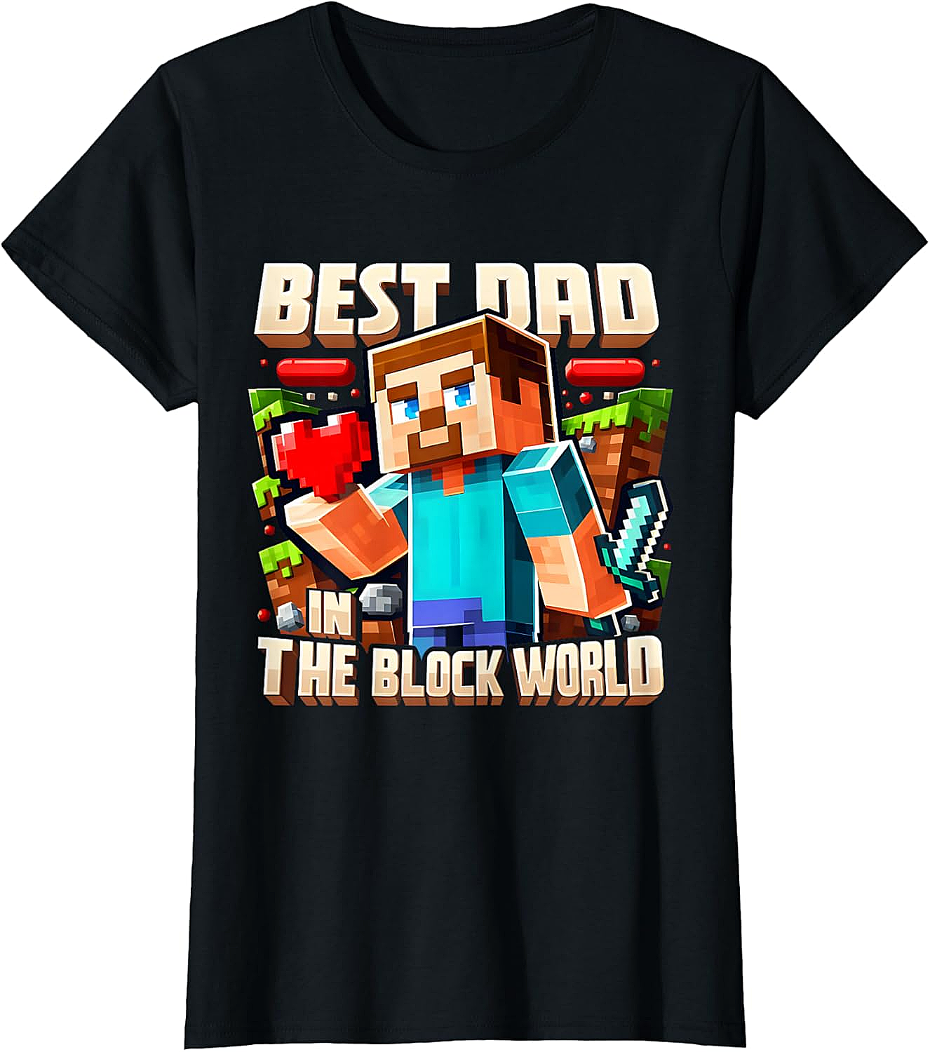 Best Dad Block World Graphic Tee Gamer Dad Gift Shirt