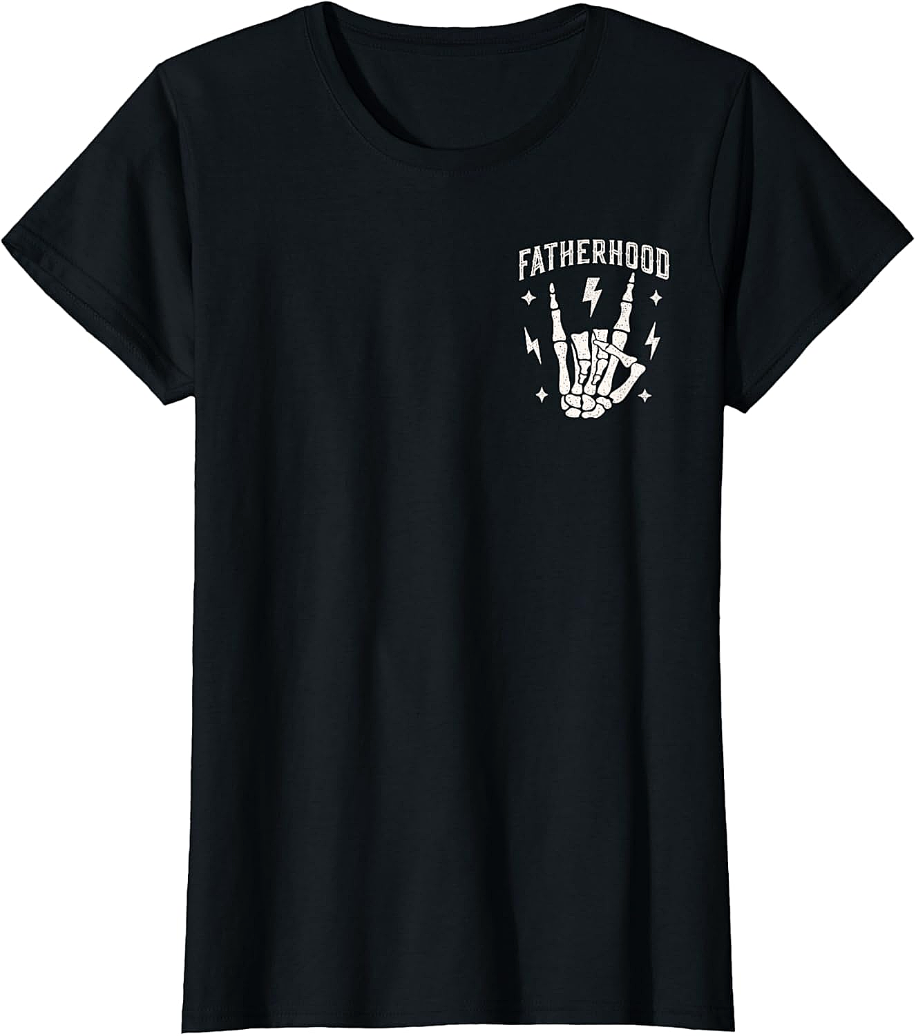 Fatherhood Rock Skeleton Hand T-Shirt Cool Dad Graphic Tee