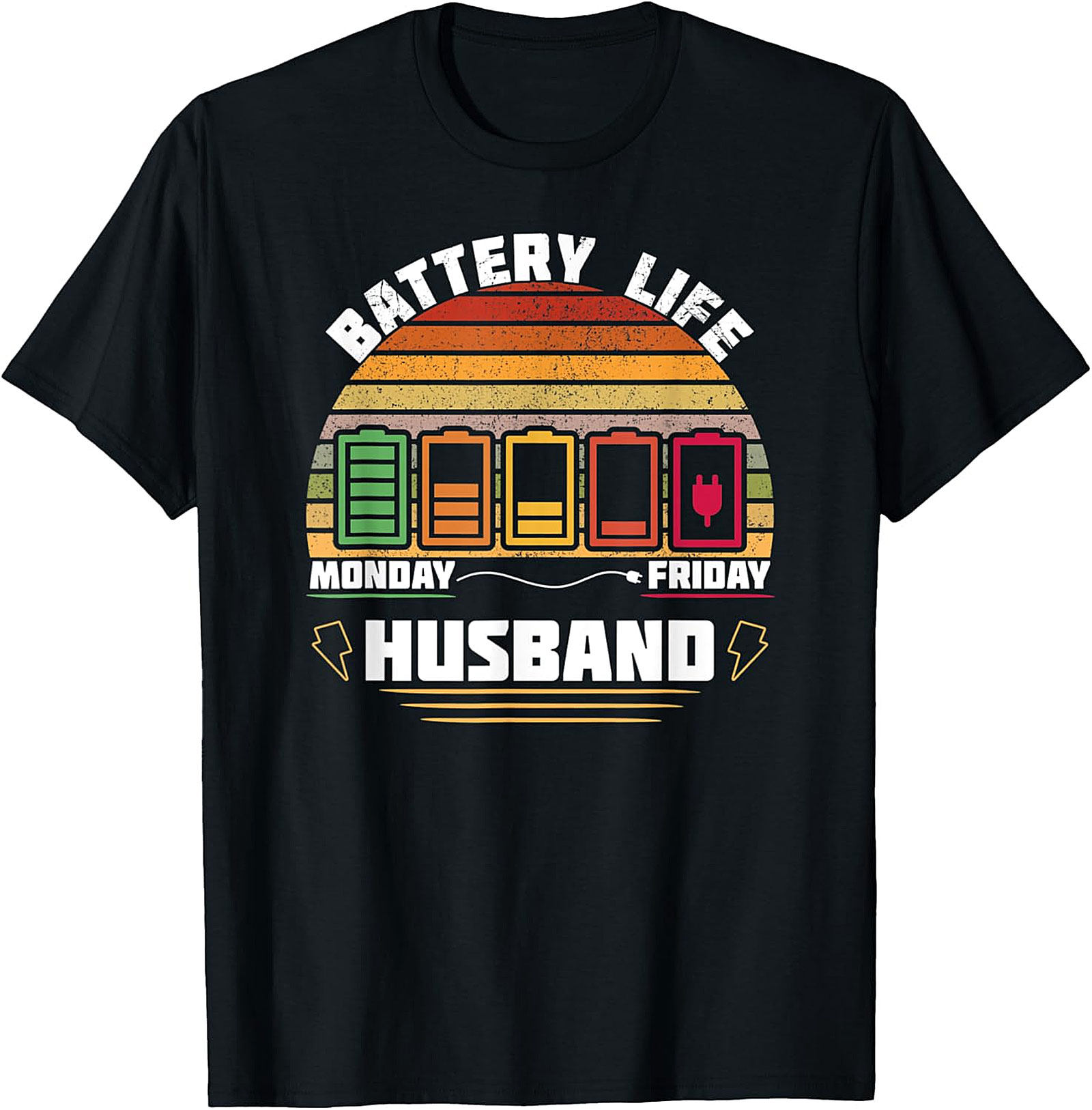 Husband Battery Life T-shirt - Funny Retro Work Week Tee