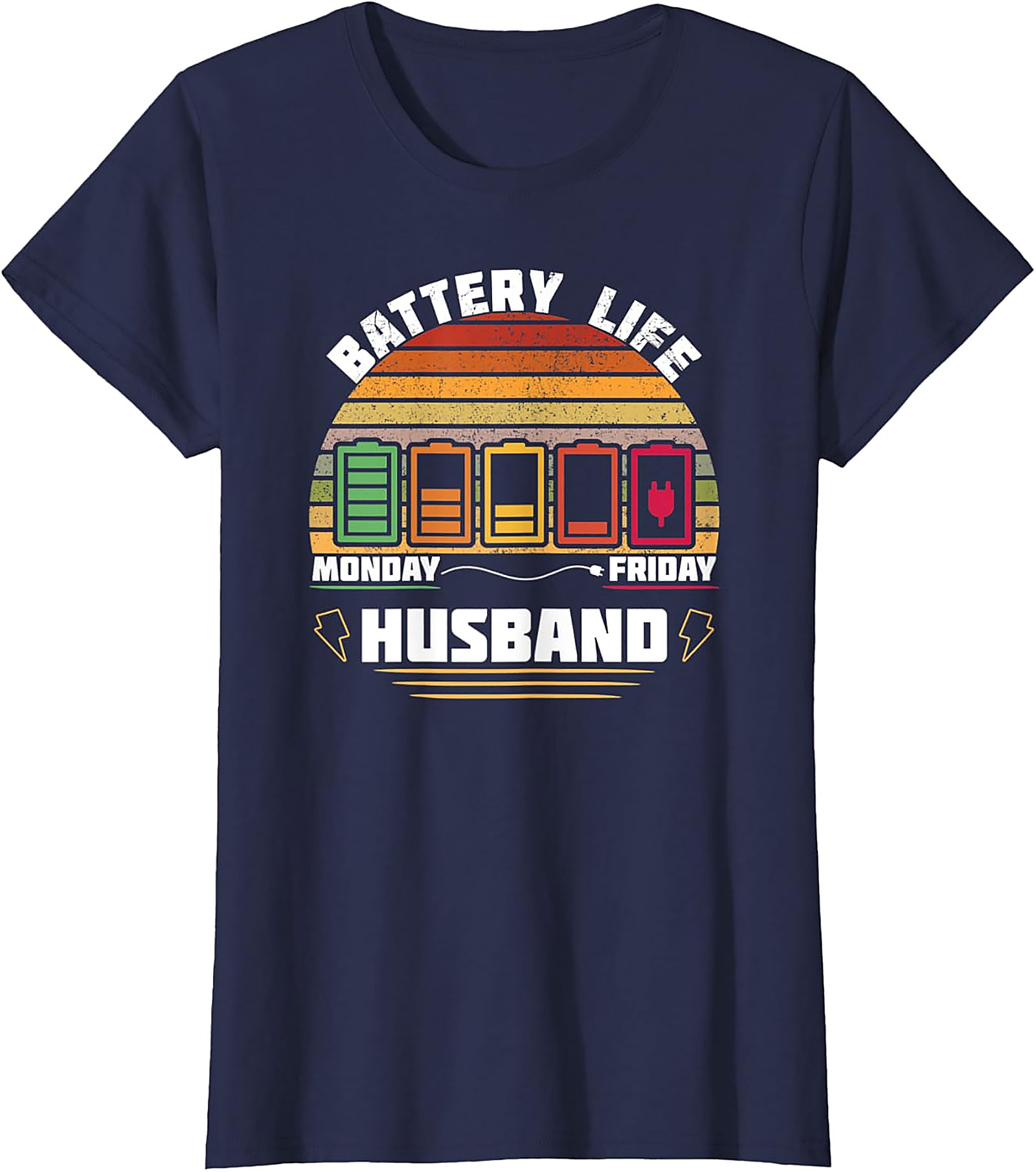 Husband Battery Life T-shirt - Funny Retro Work Week Tee