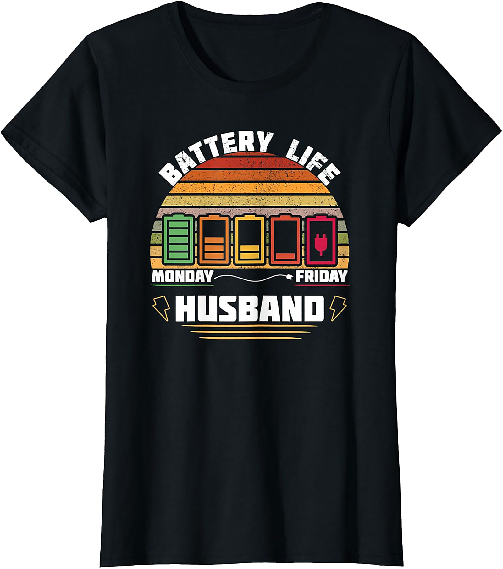 Husband Battery Life T-shirt - Funny Retro Work Week Tee