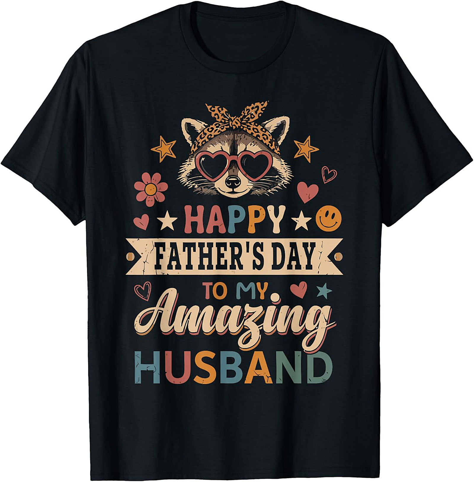 Retro Raccoon Father's Day Husband T-shirt | Cute Gift