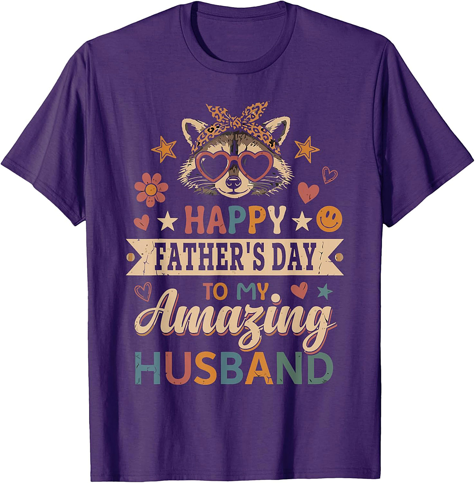 Retro Raccoon Father's Day Husband T-shirt | Cute Gift