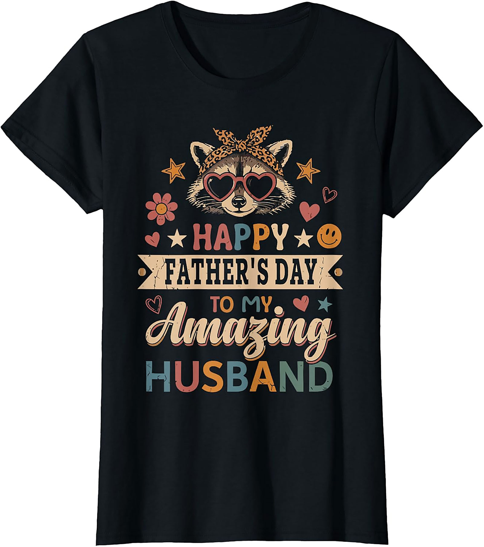 Retro Raccoon Father's Day Husband T-shirt | Cute Gift