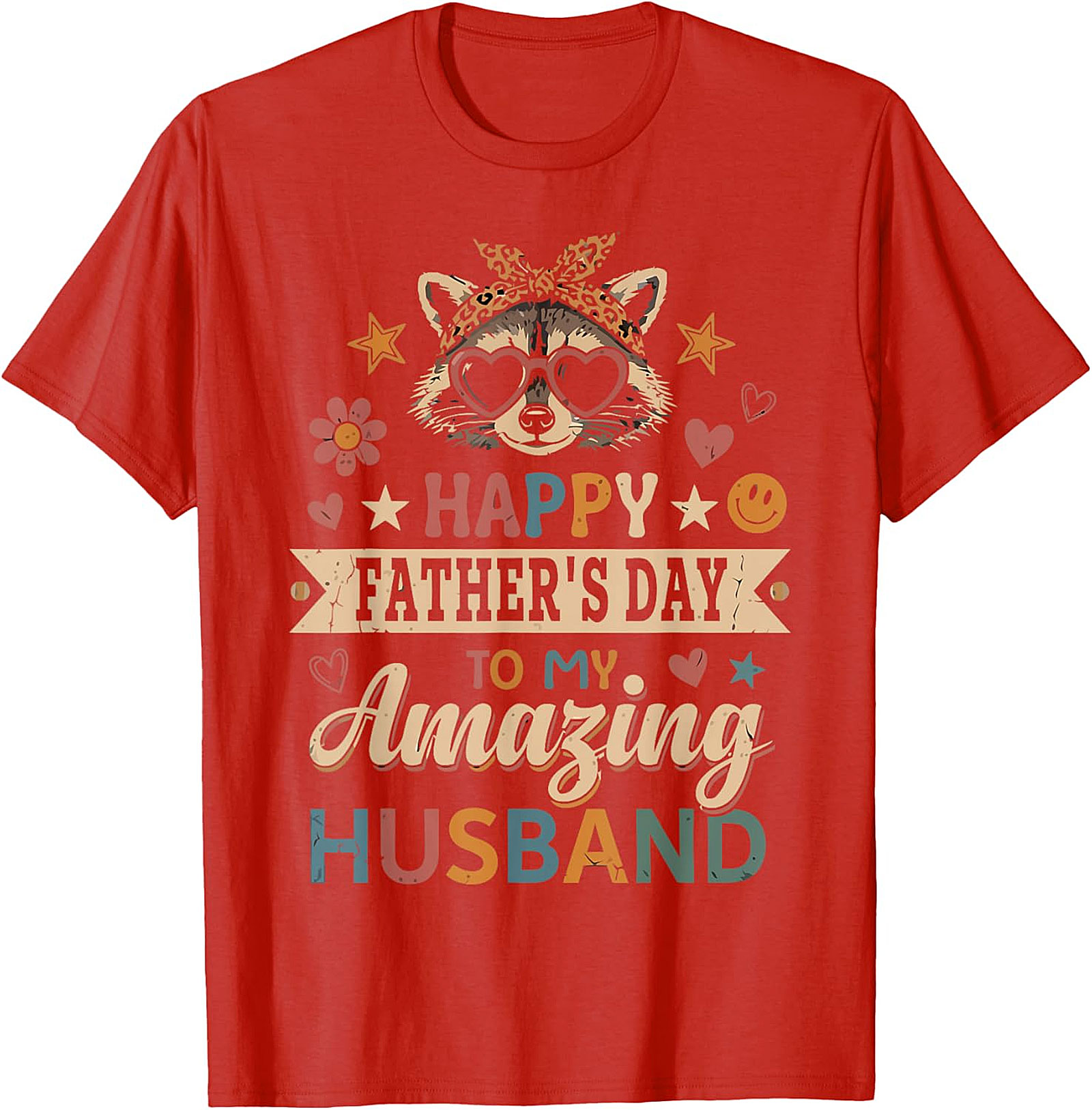 Retro Raccoon Father's Day Husband T-shirt | Cute Gift