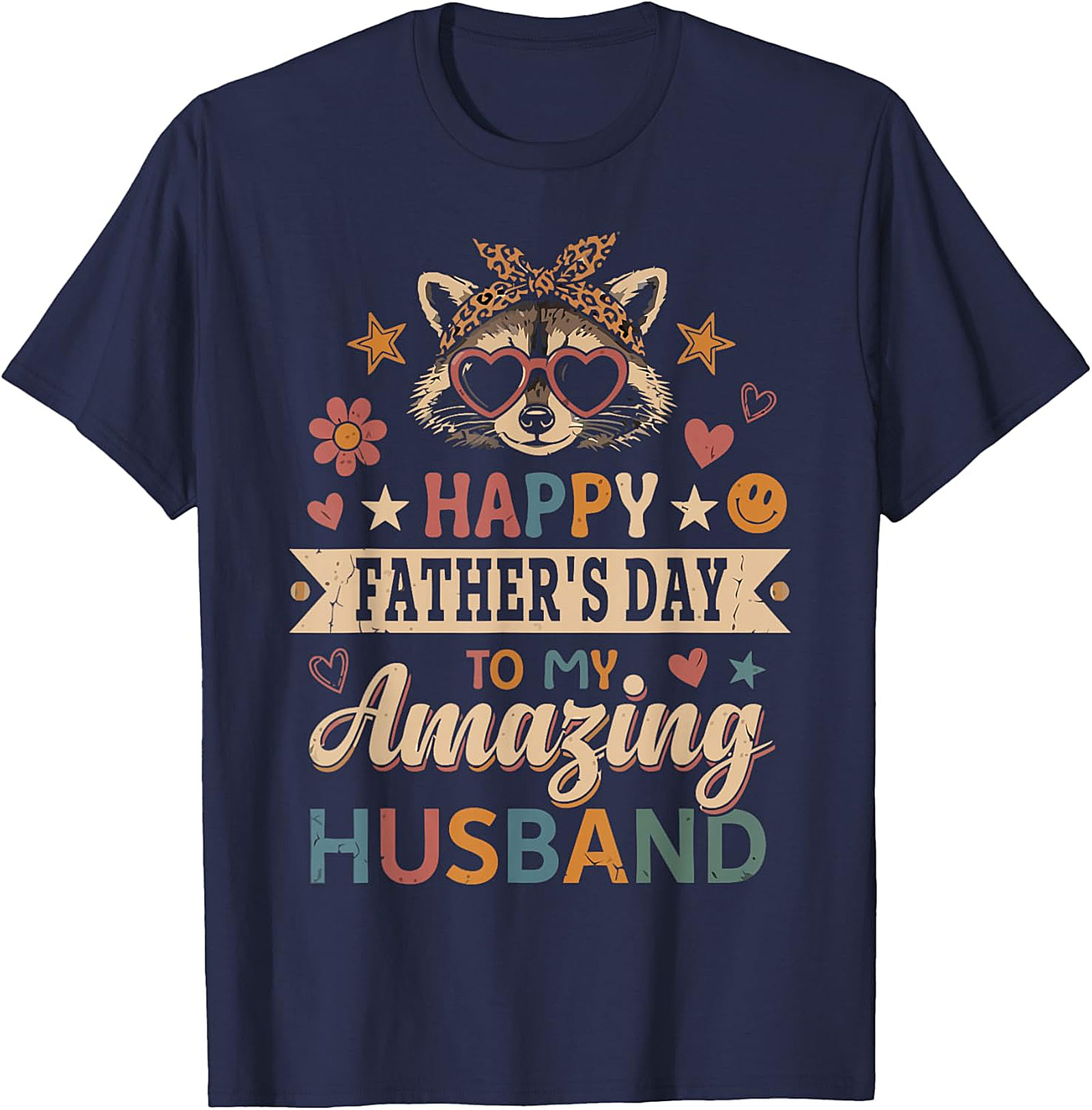 Retro Raccoon Father's Day Husband T-shirt | Cute Gift